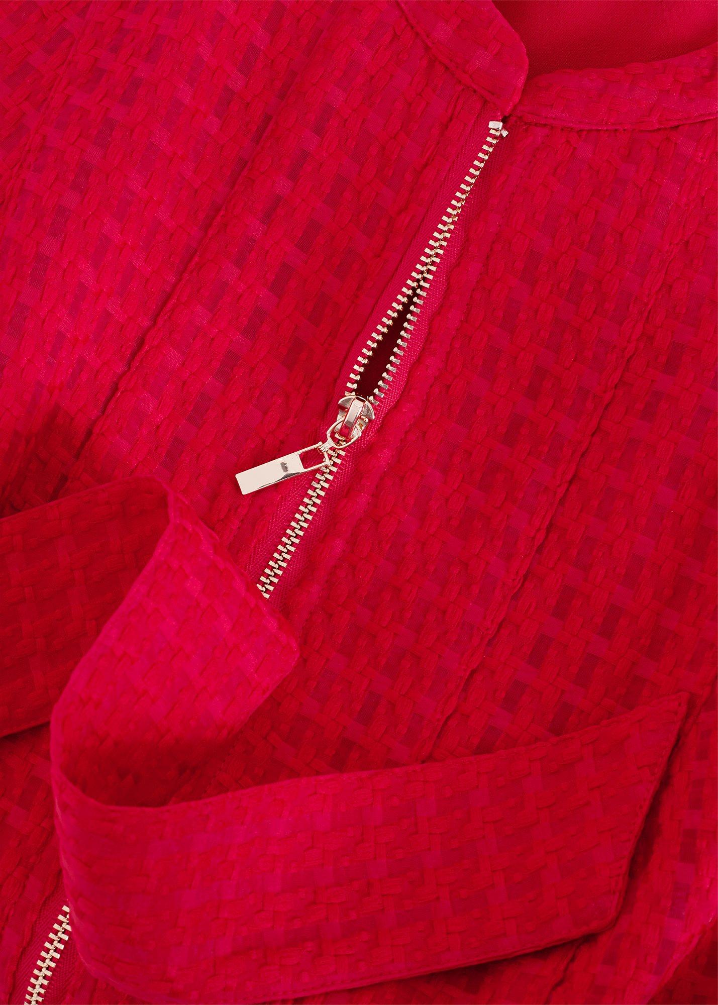 elvira-red-textured-seamed-detail-dress