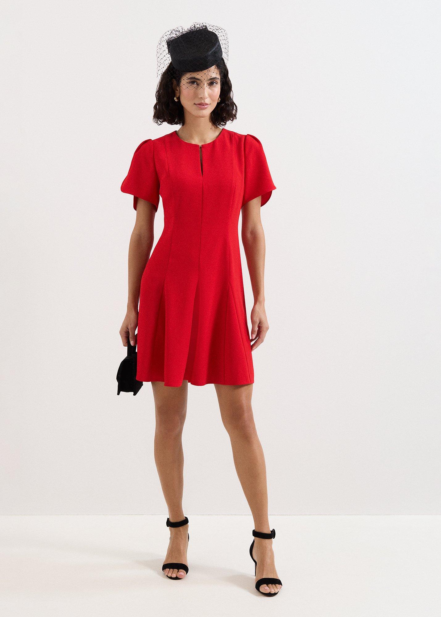Elia Red Seamed Swing Dress