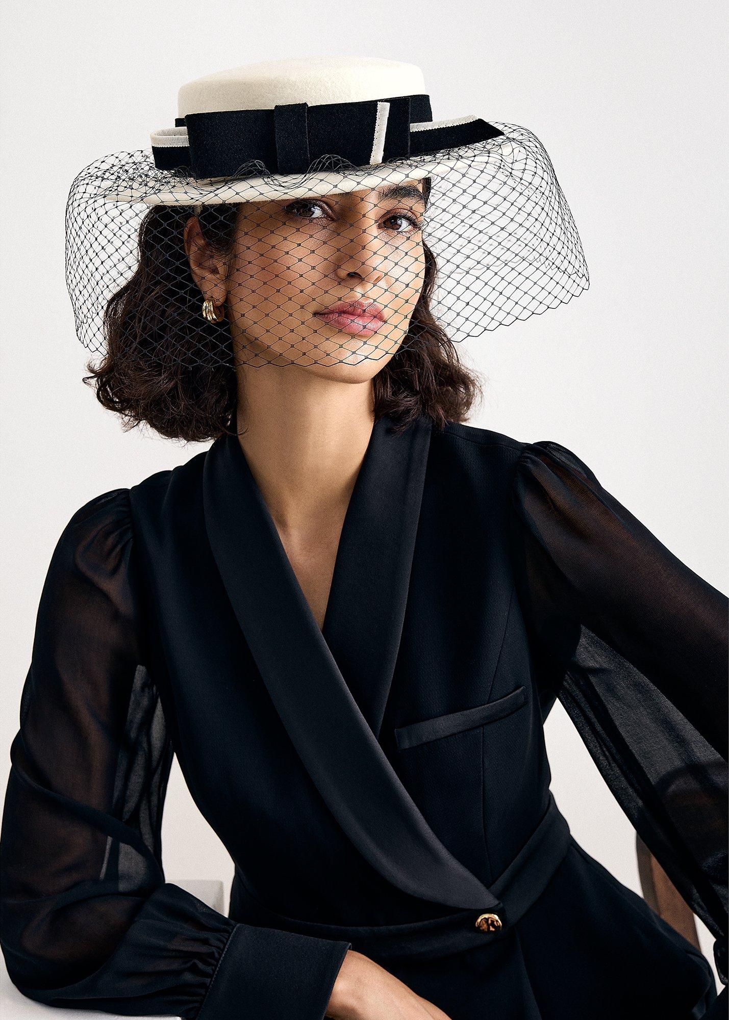 Felt Veiled Boater Fascinator