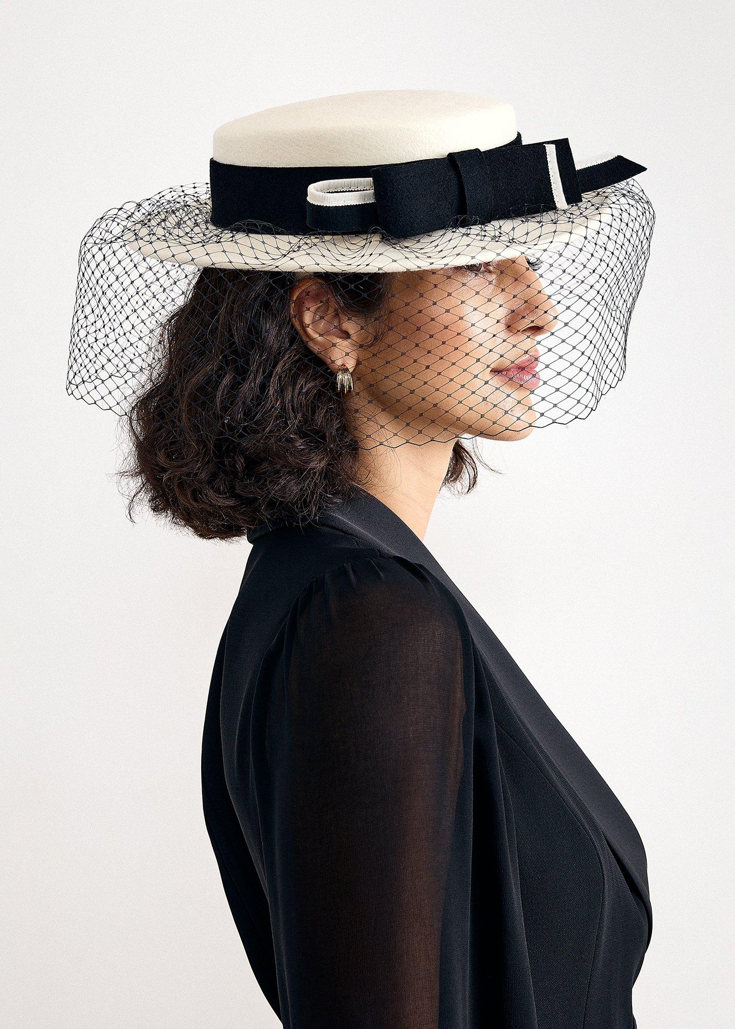 Felt Veiled Boater Fascinator