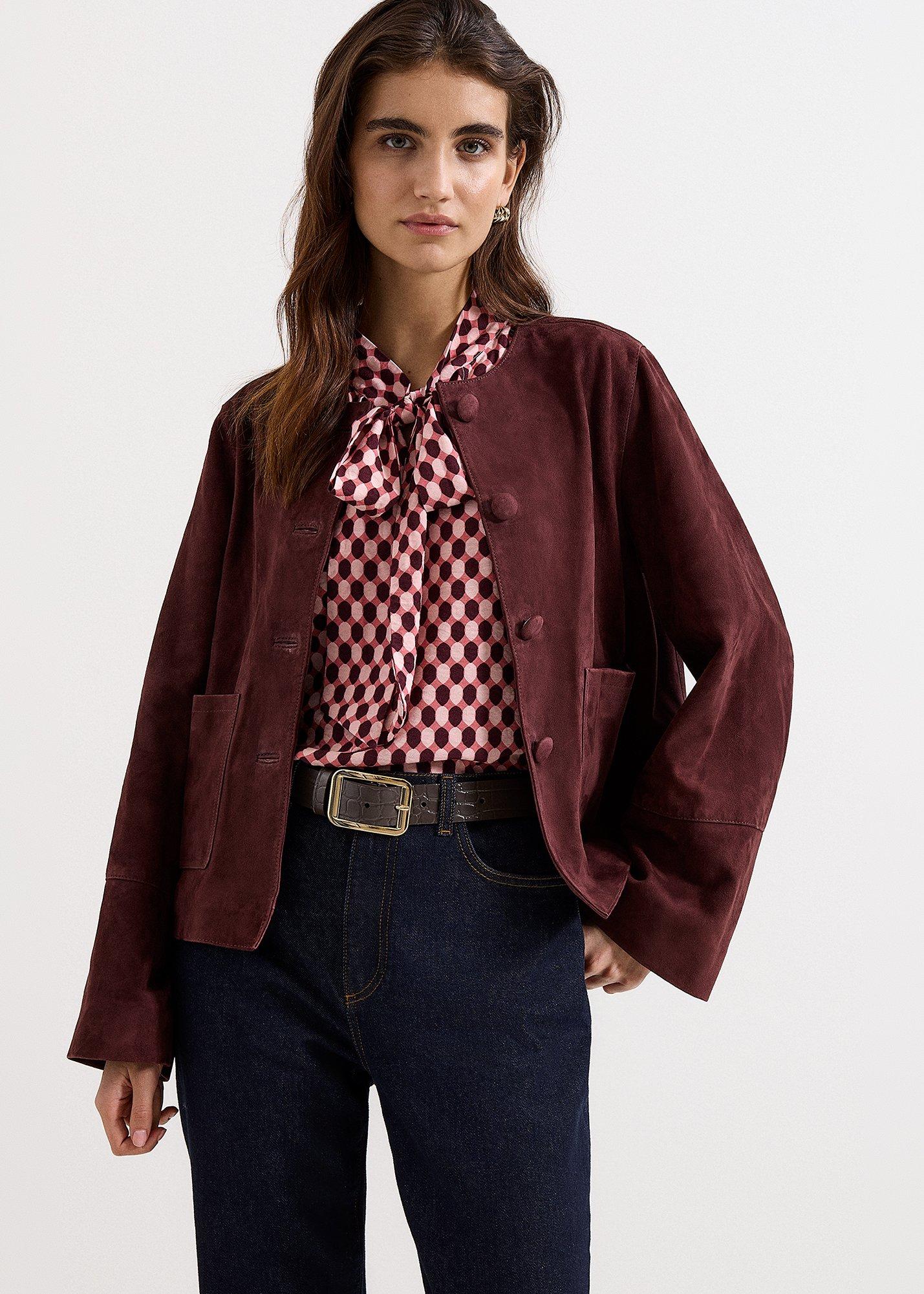 Madison Suede Collarless Jacket