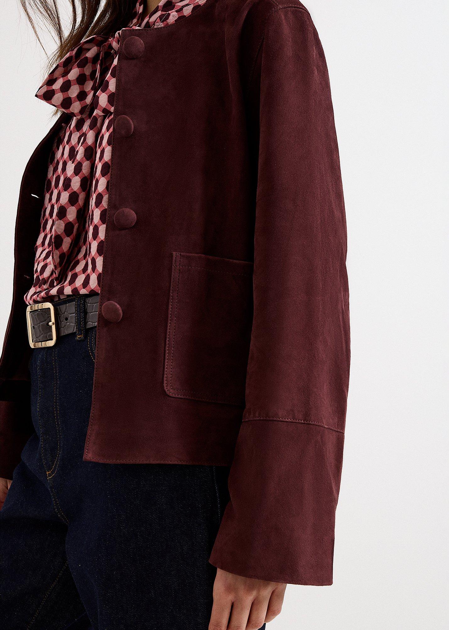 Madison Suede Collarless Jacket