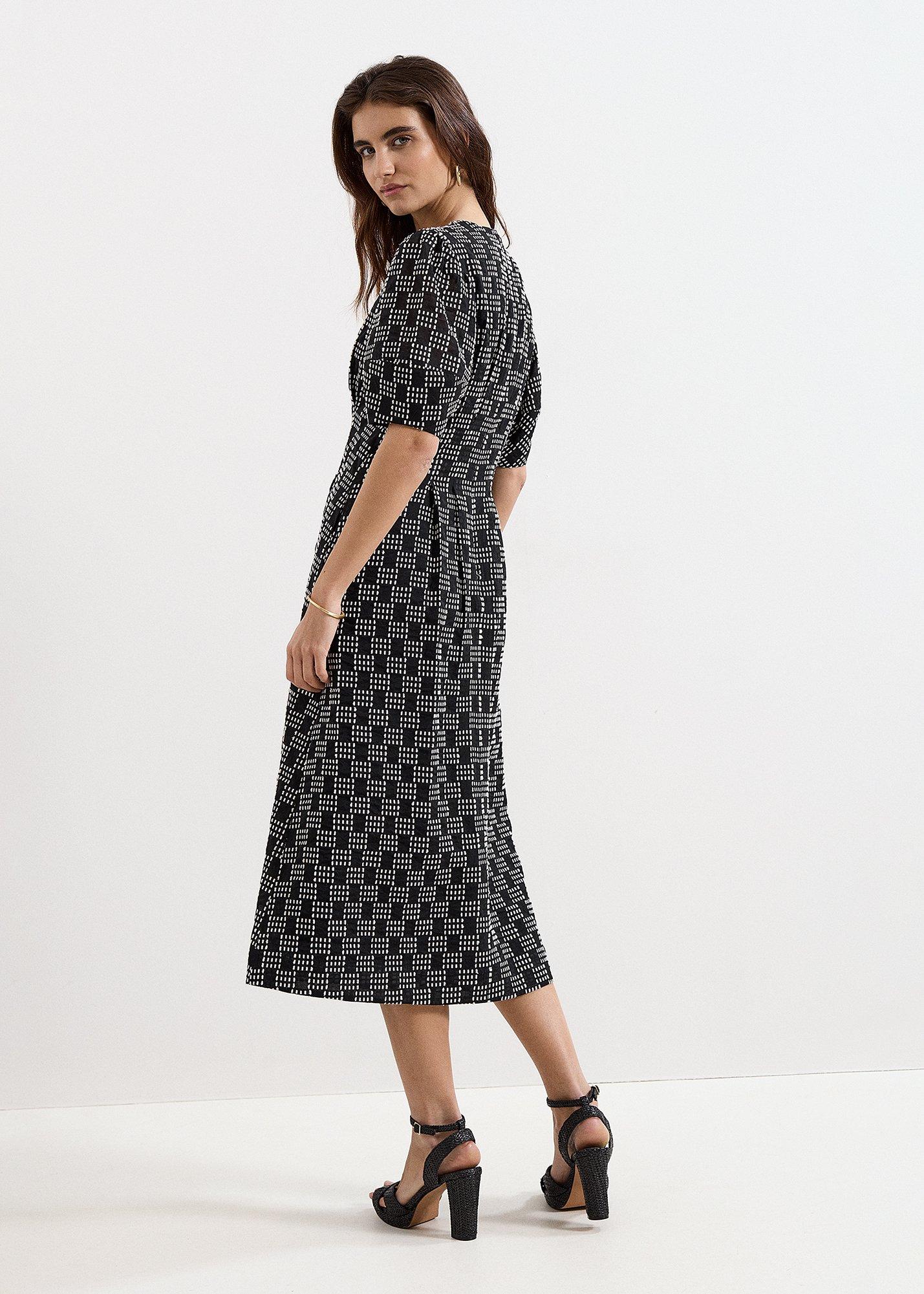 Yasmine Check Textured Midi Dress