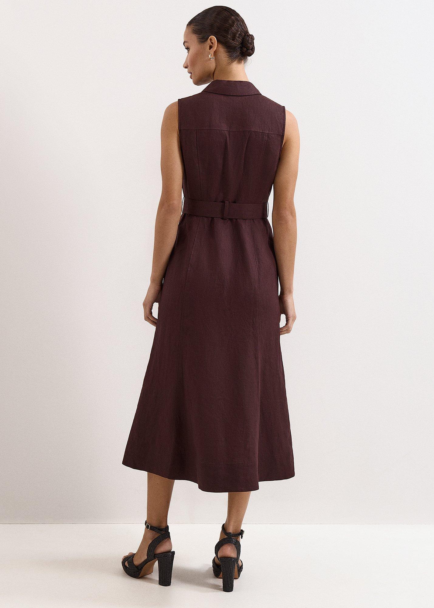 Elspeth Brown Linen Midi Dress