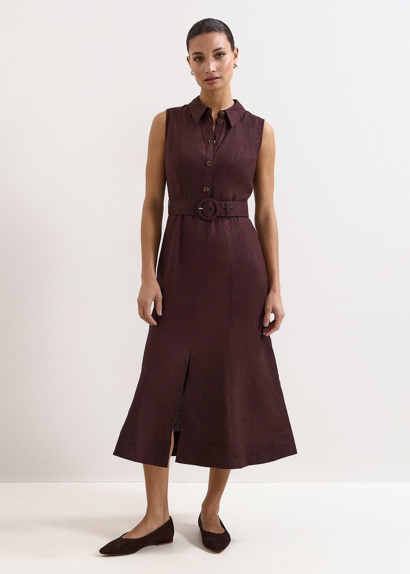 elspeth-brown-linen-midi-dress