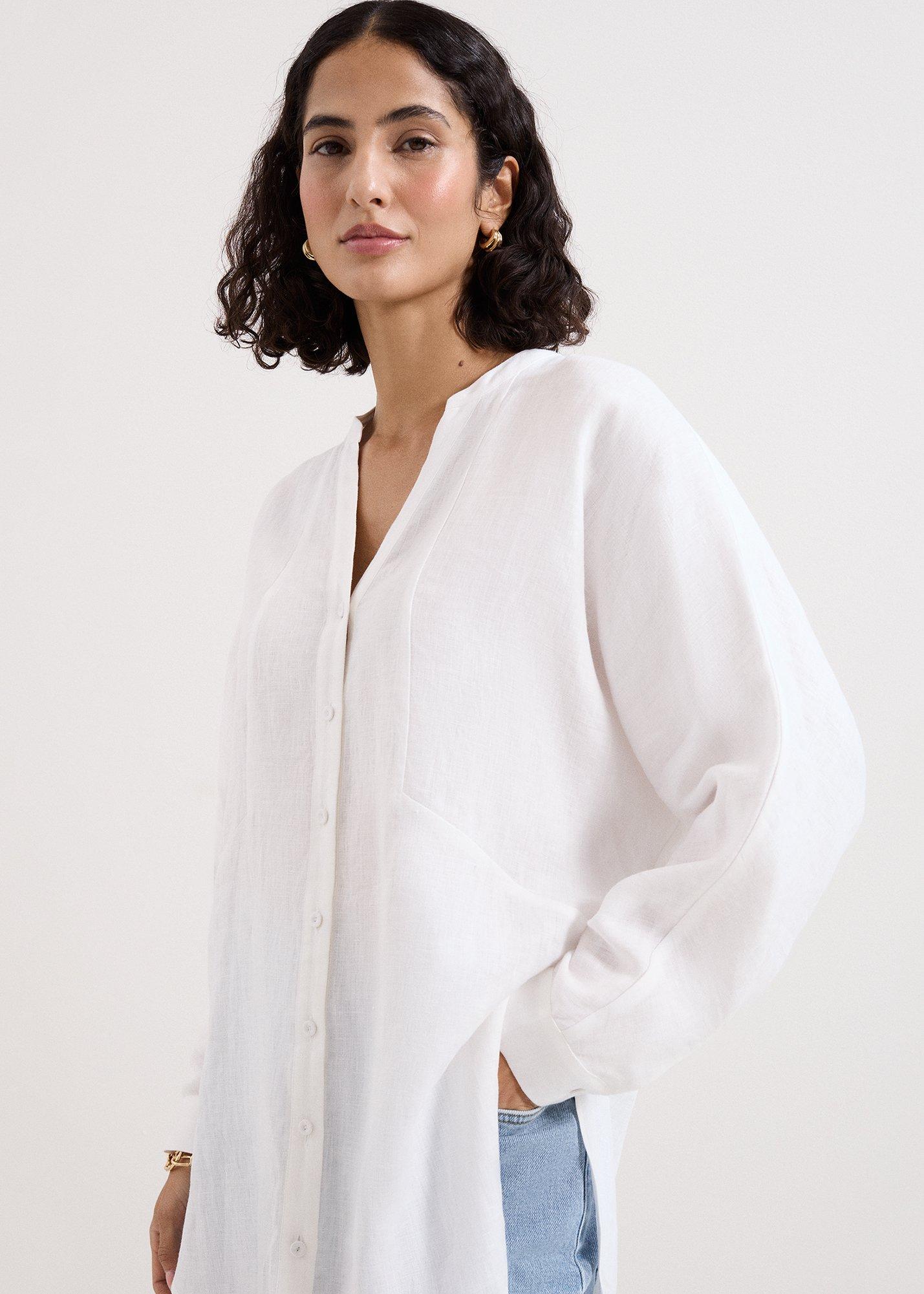 Mathilde White Linen Longline Shirt