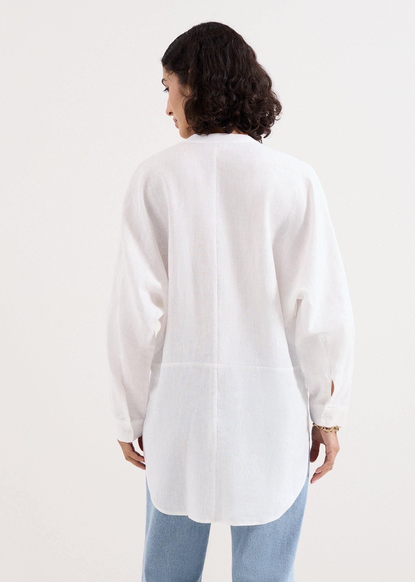 Mathilde White Linen Longline Shirt