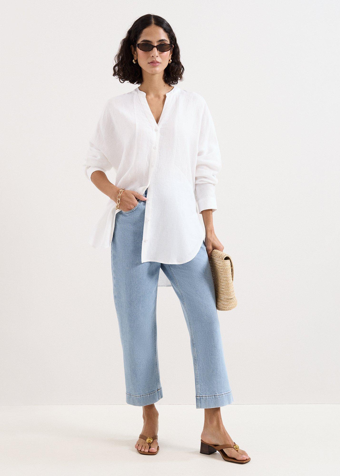 Mathilde White Linen Longline Shirt