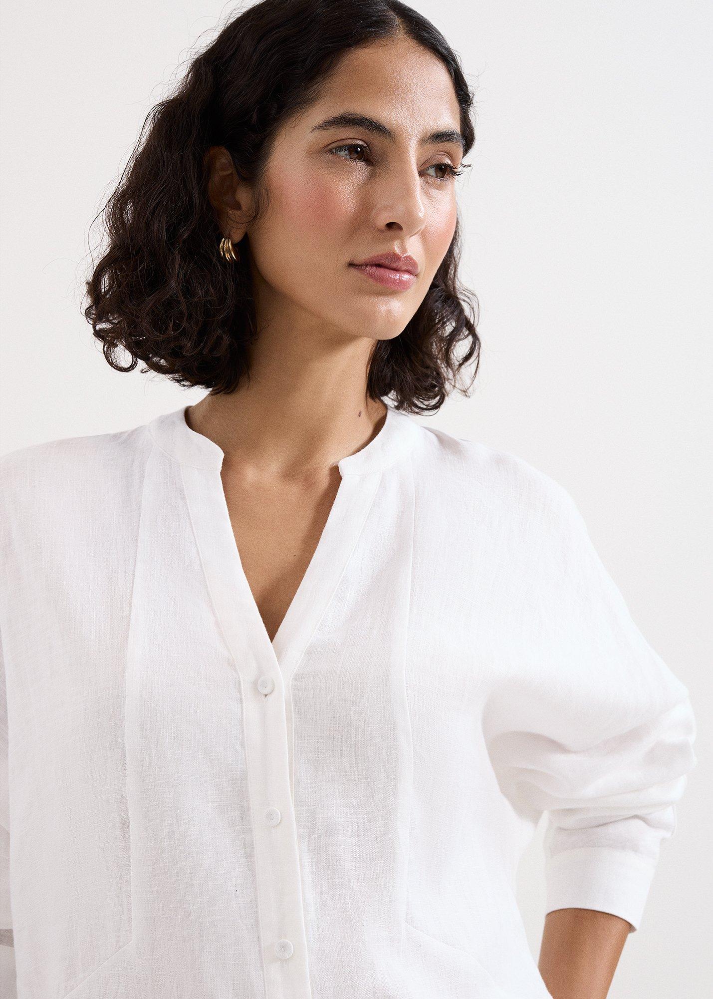 Mathilde White Linen Longline Shirt