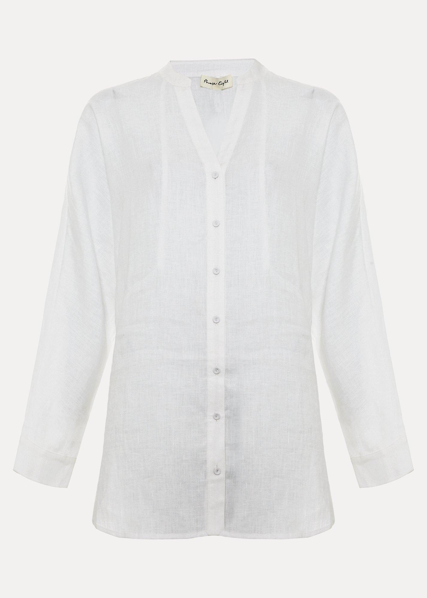 Mathilde White Linen Longline Shirt