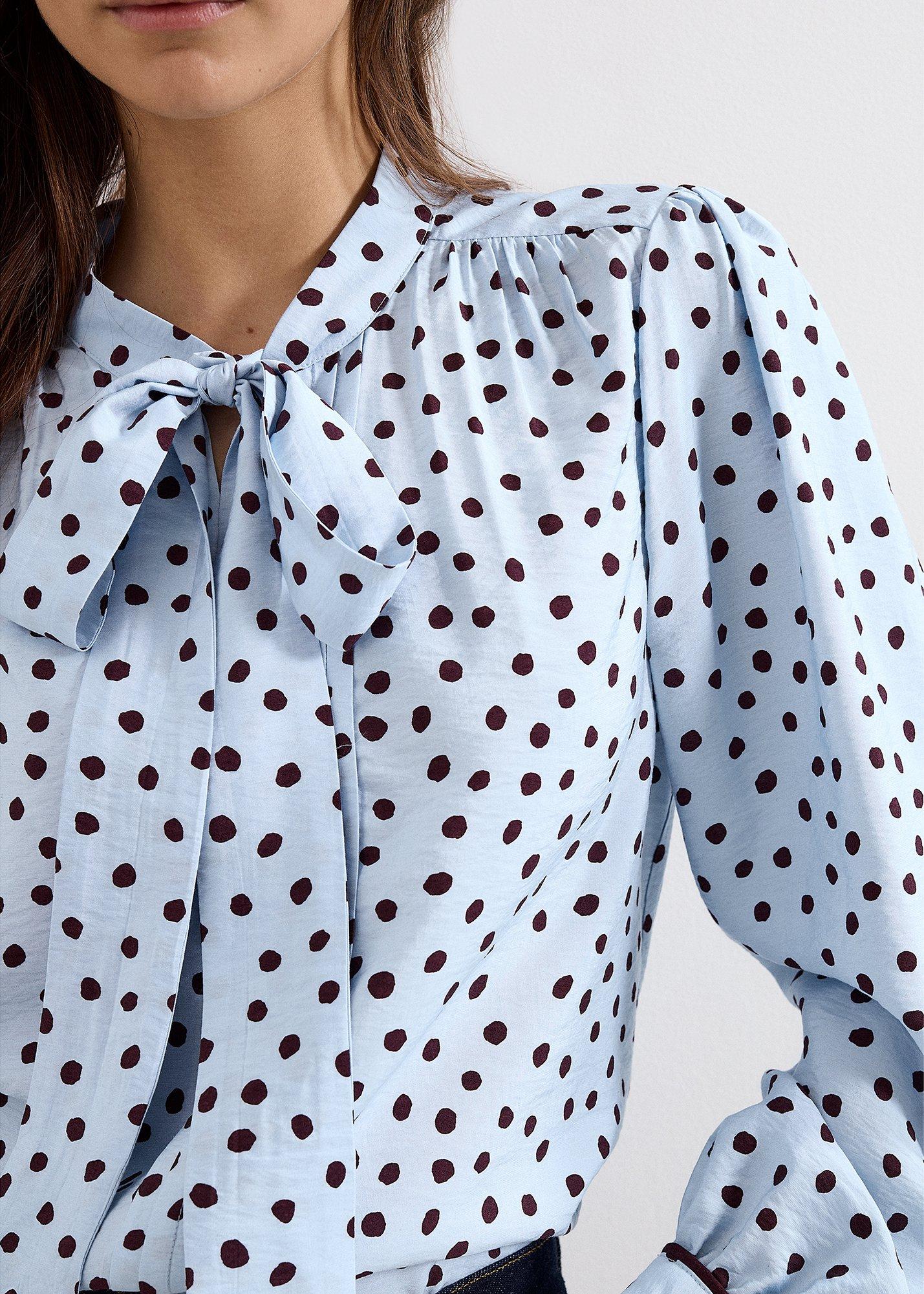 coco-polka-dot-tie-neck-blouse