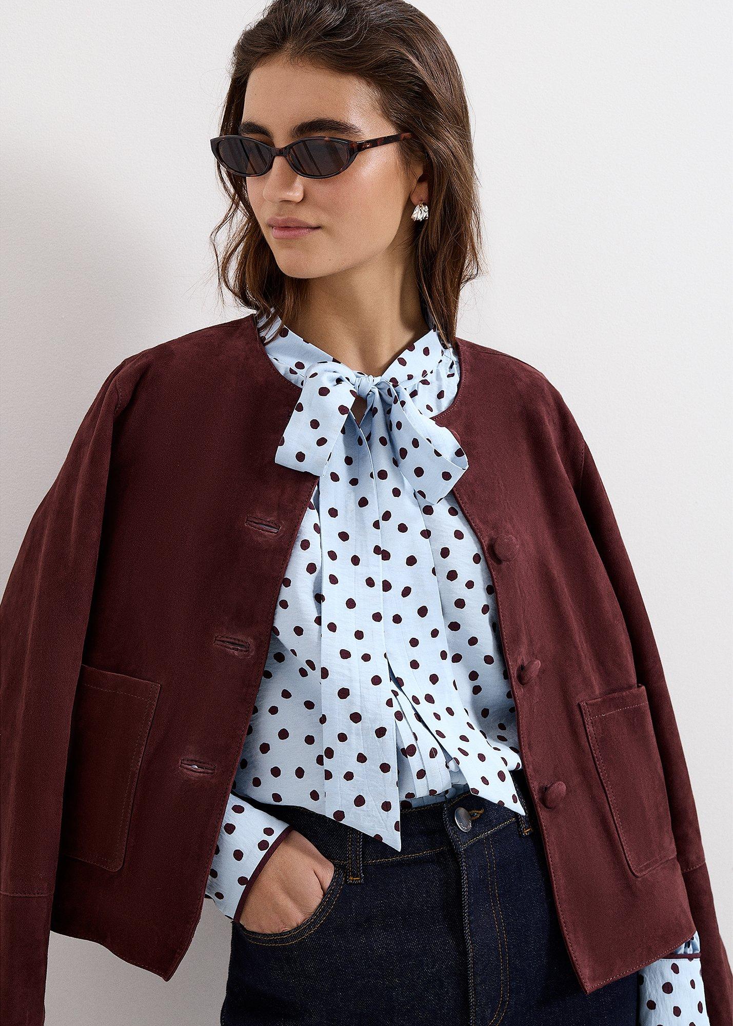 coco-polka-dot-tie-neck-blouse