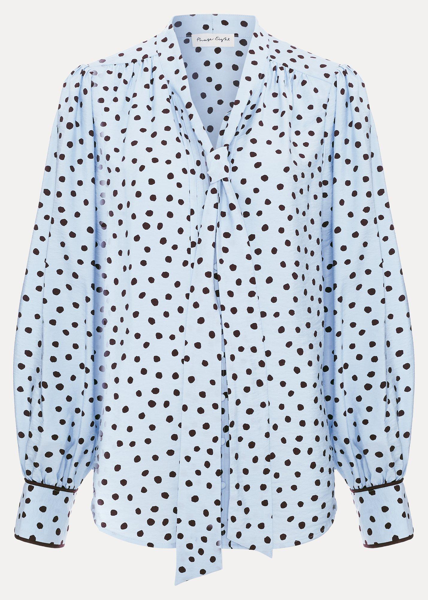 coco-polka-dot-tie-neck-blouse