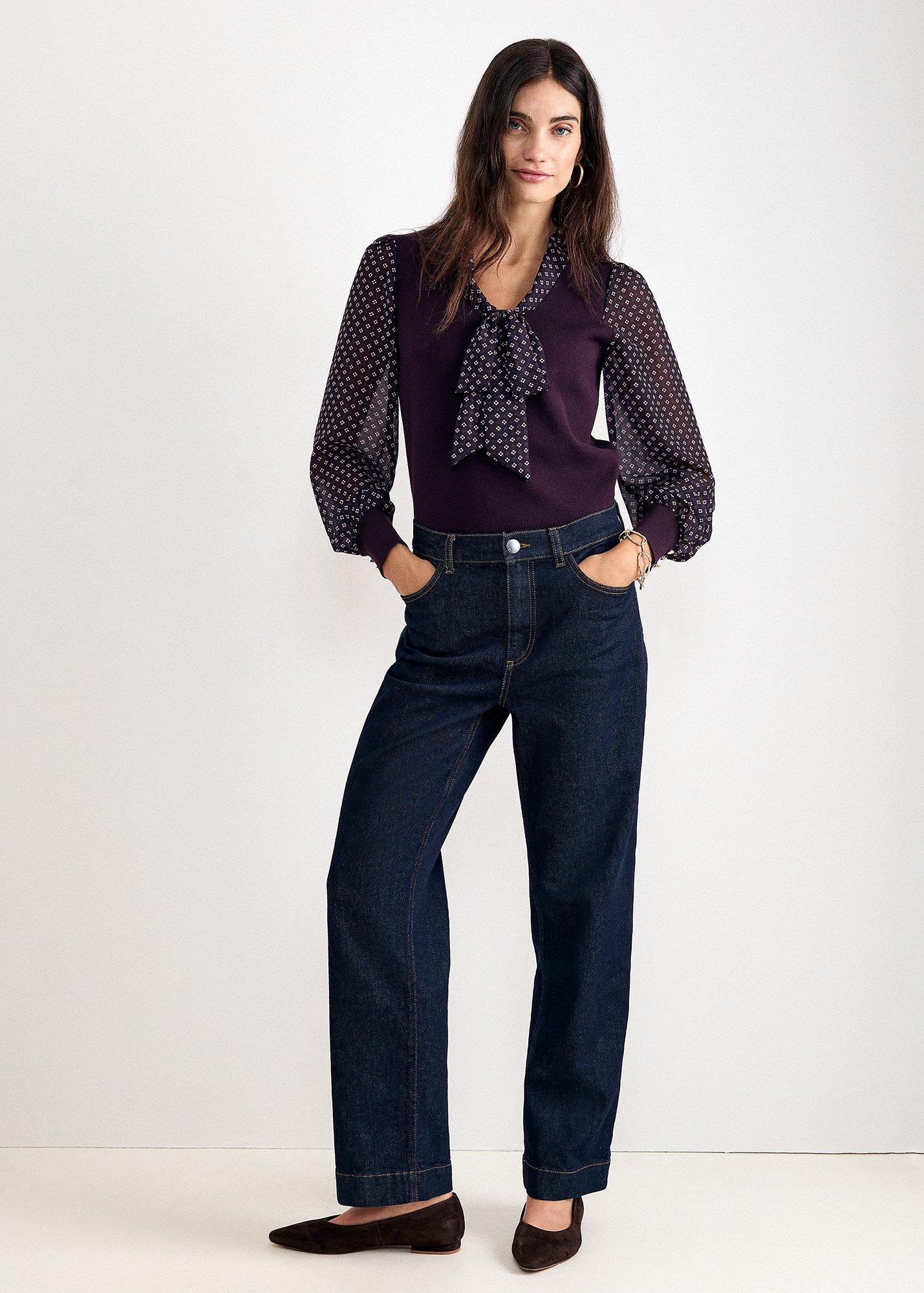 ellen-woven-sleeve-print-knitted-top