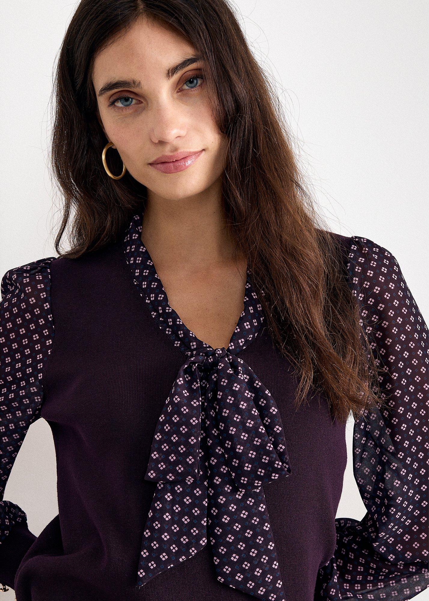 ellen-woven-sleeve-print-knitted-top
