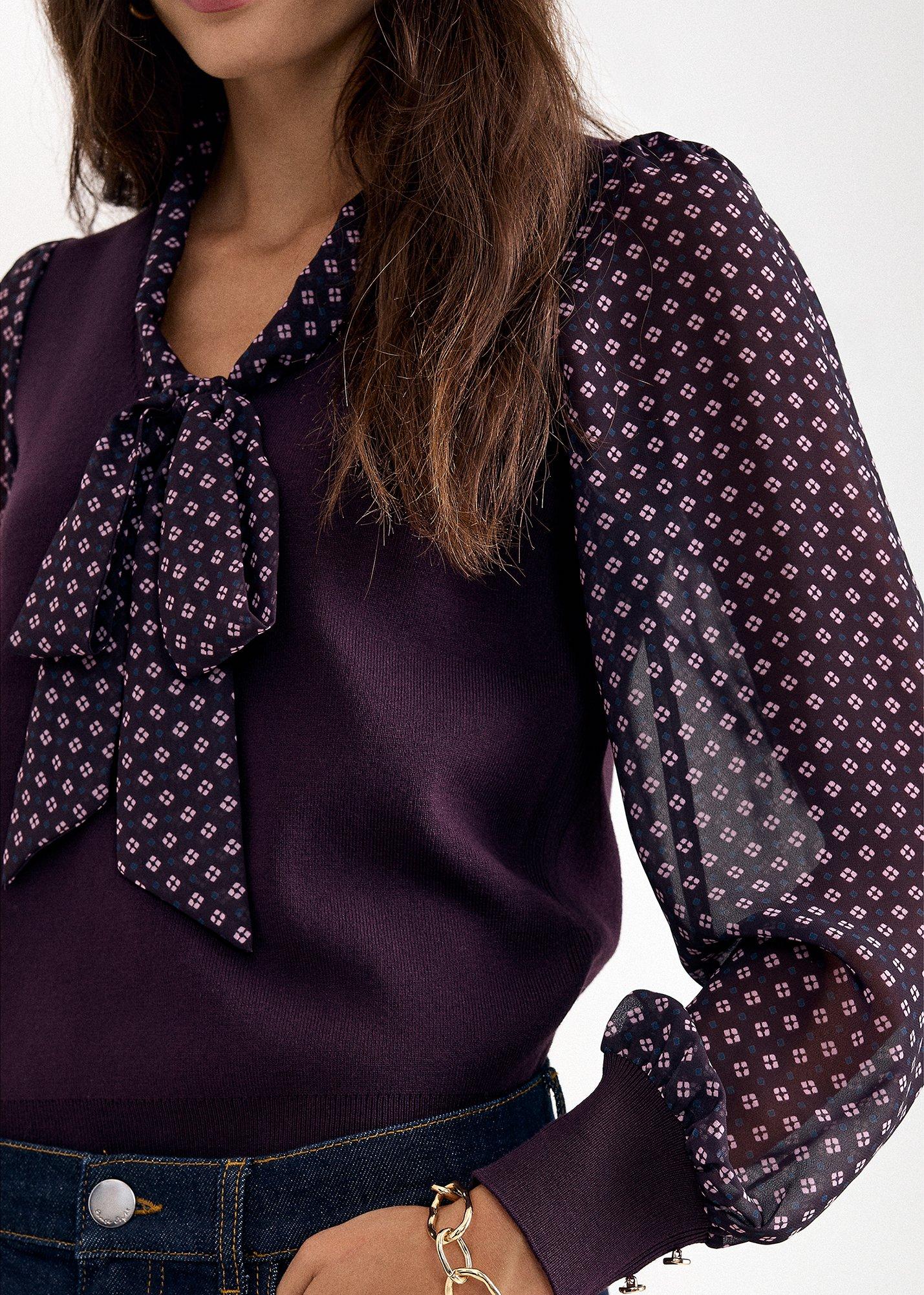 ellen-woven-sleeve-print-knitted-top