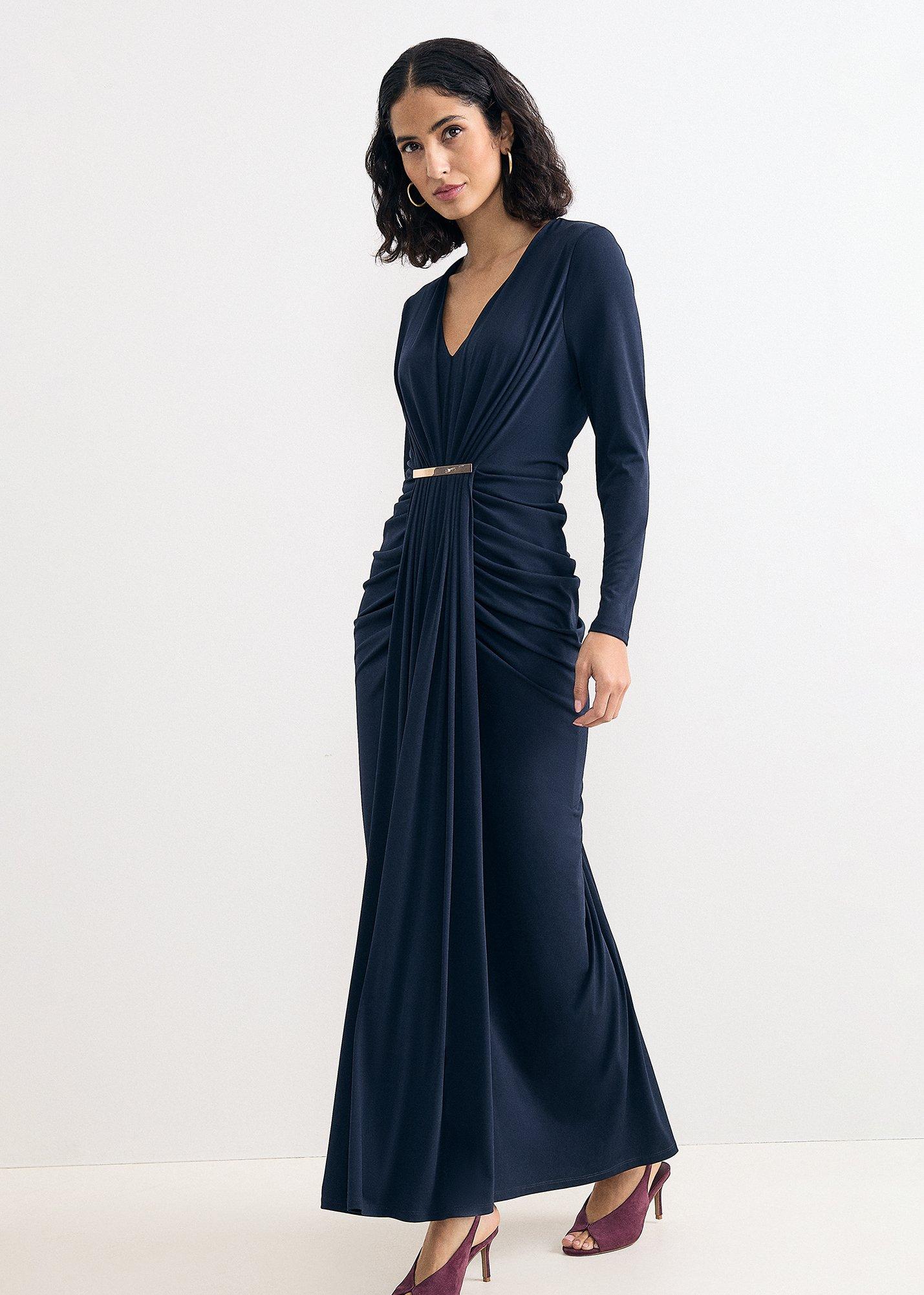 Katharine Long Sleeve Draped Maxi Dress
