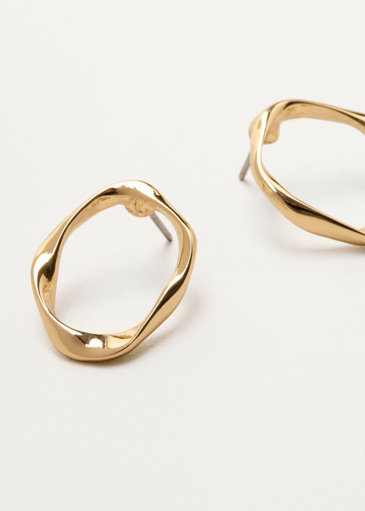 Gold Twisted Circle Stood Earrings 