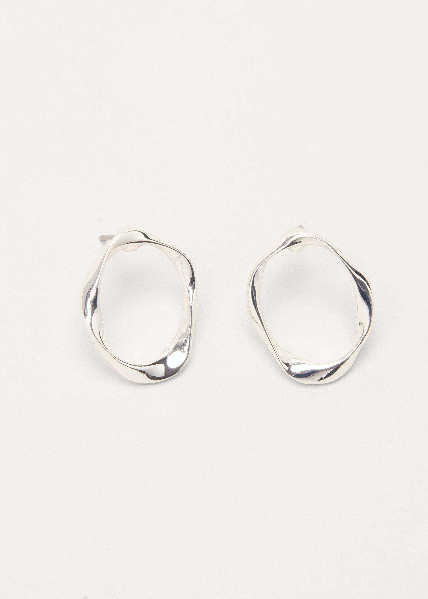 Silver Twisted Circle Stood Earrings 