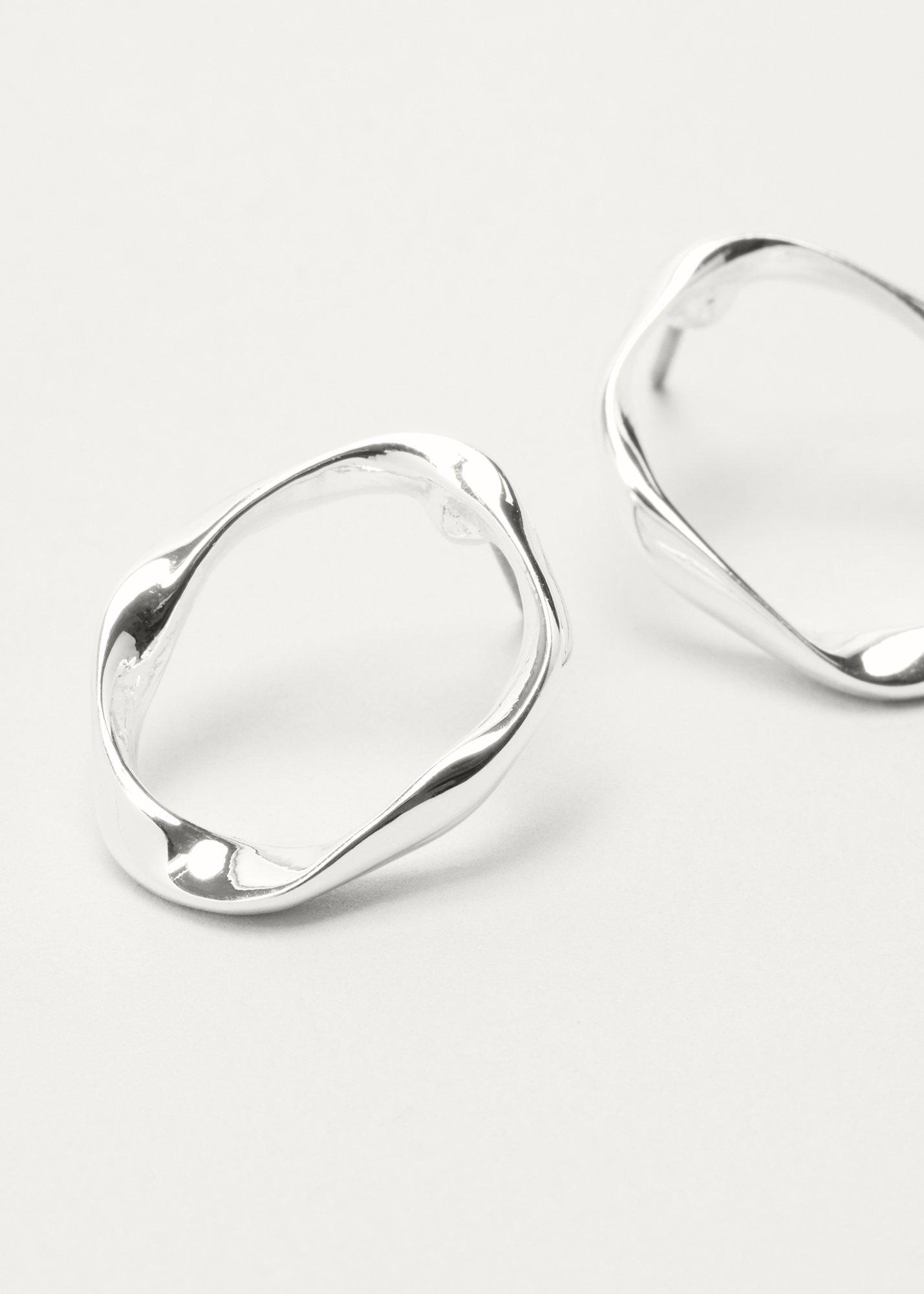 Silver Twisted Circle Stood Earrings 