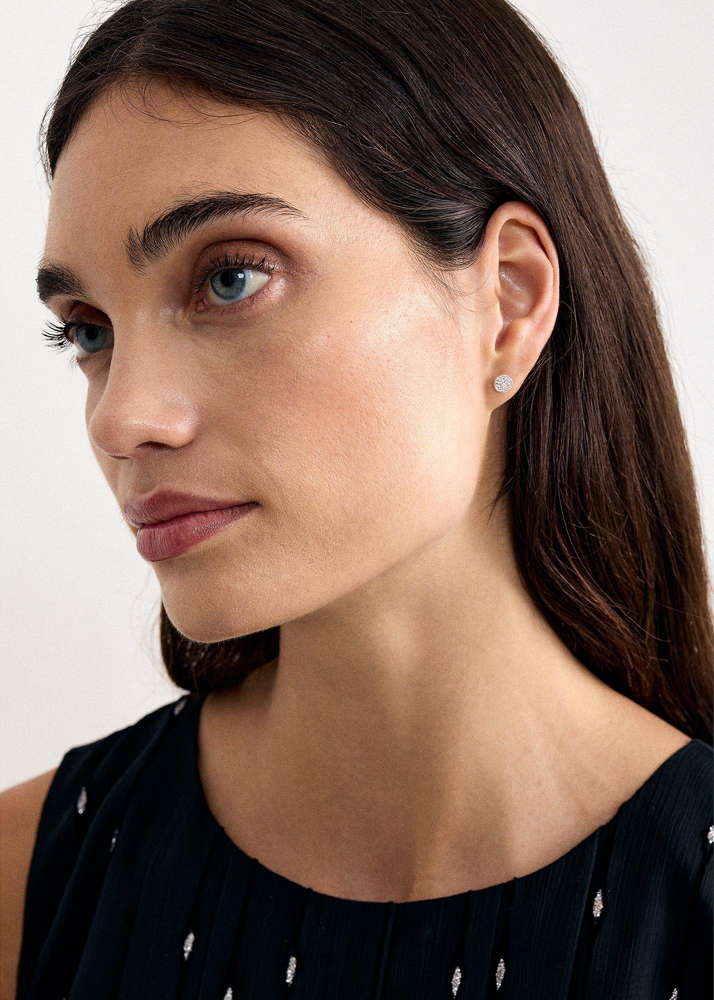 Silver Sparkle Stud Earrings
