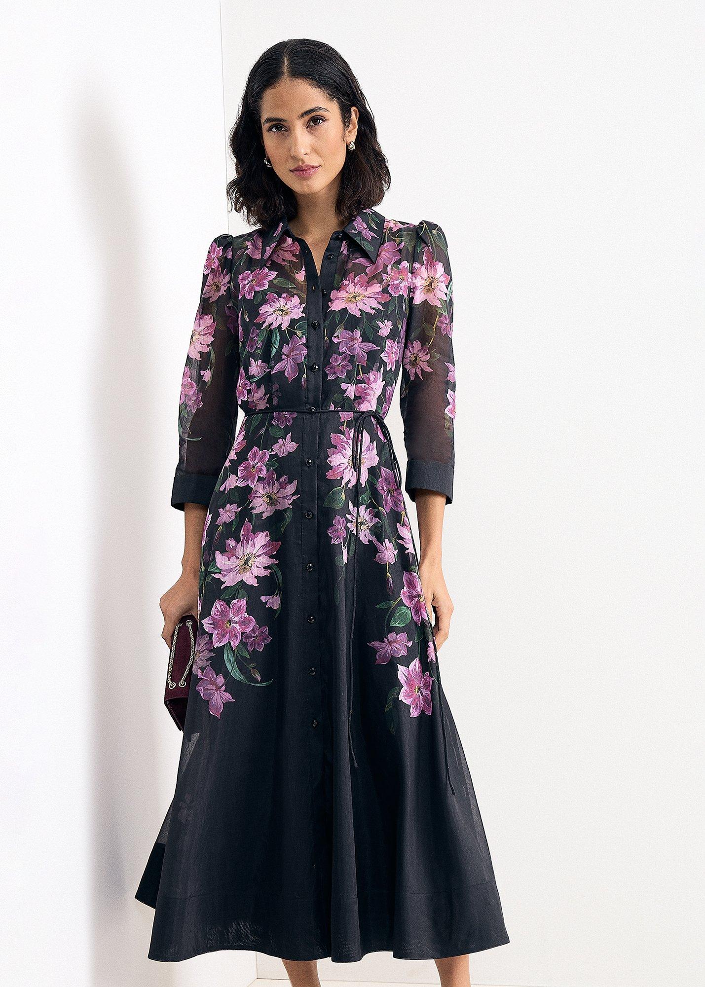 Petite Anabelle Print Midi Shirt Dress