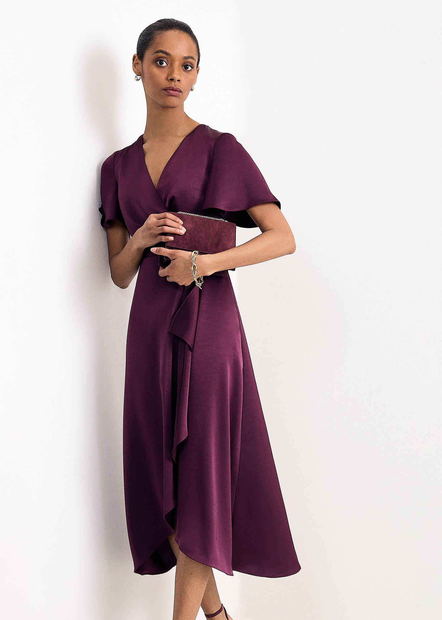 Julissa Satin Wrap Midi Dress 