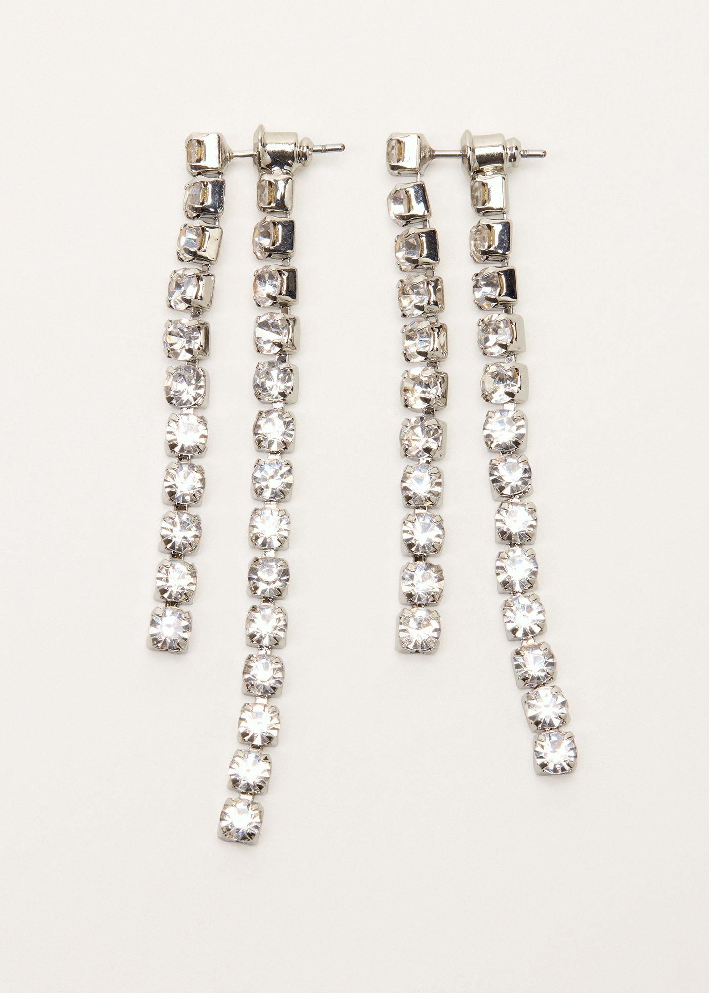 Silver Sparkle Front To Back Earrings
