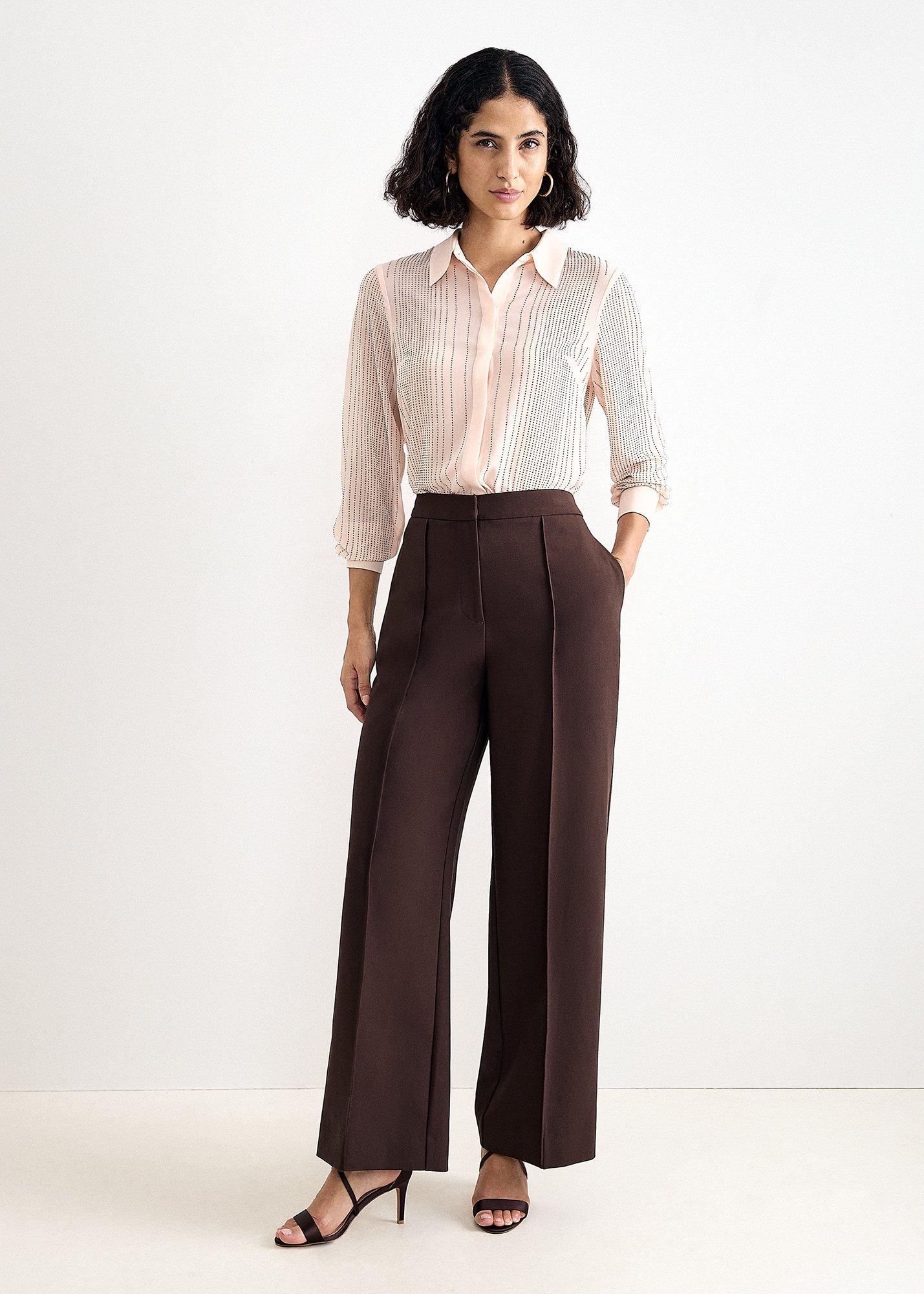 Petite Keely Brown Pleat Detail Trouser