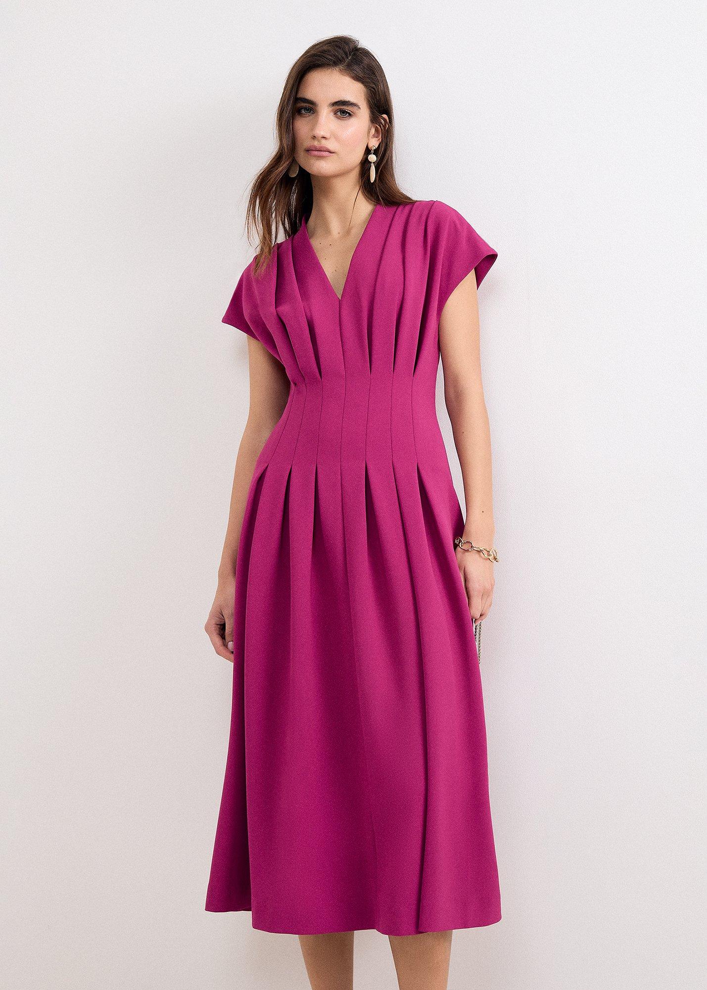 Hanna Pleated Cap Sleeve Dress 