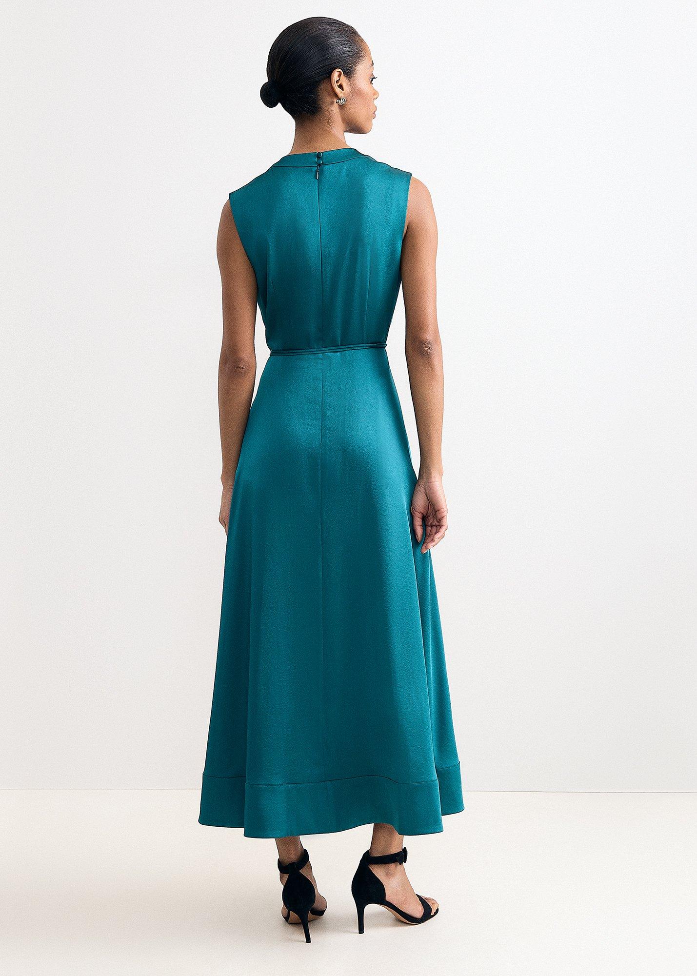 Sabrianna Satin Cowl Neck Midi Dress