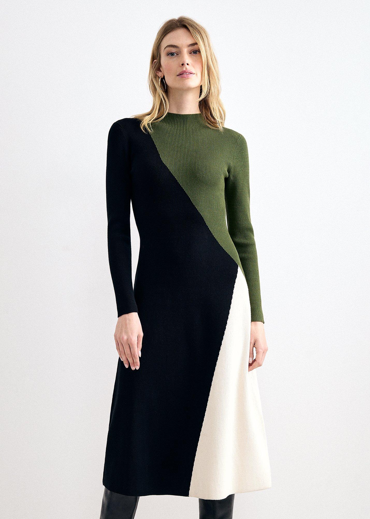 Julie Colourblock Knit Midi Dress