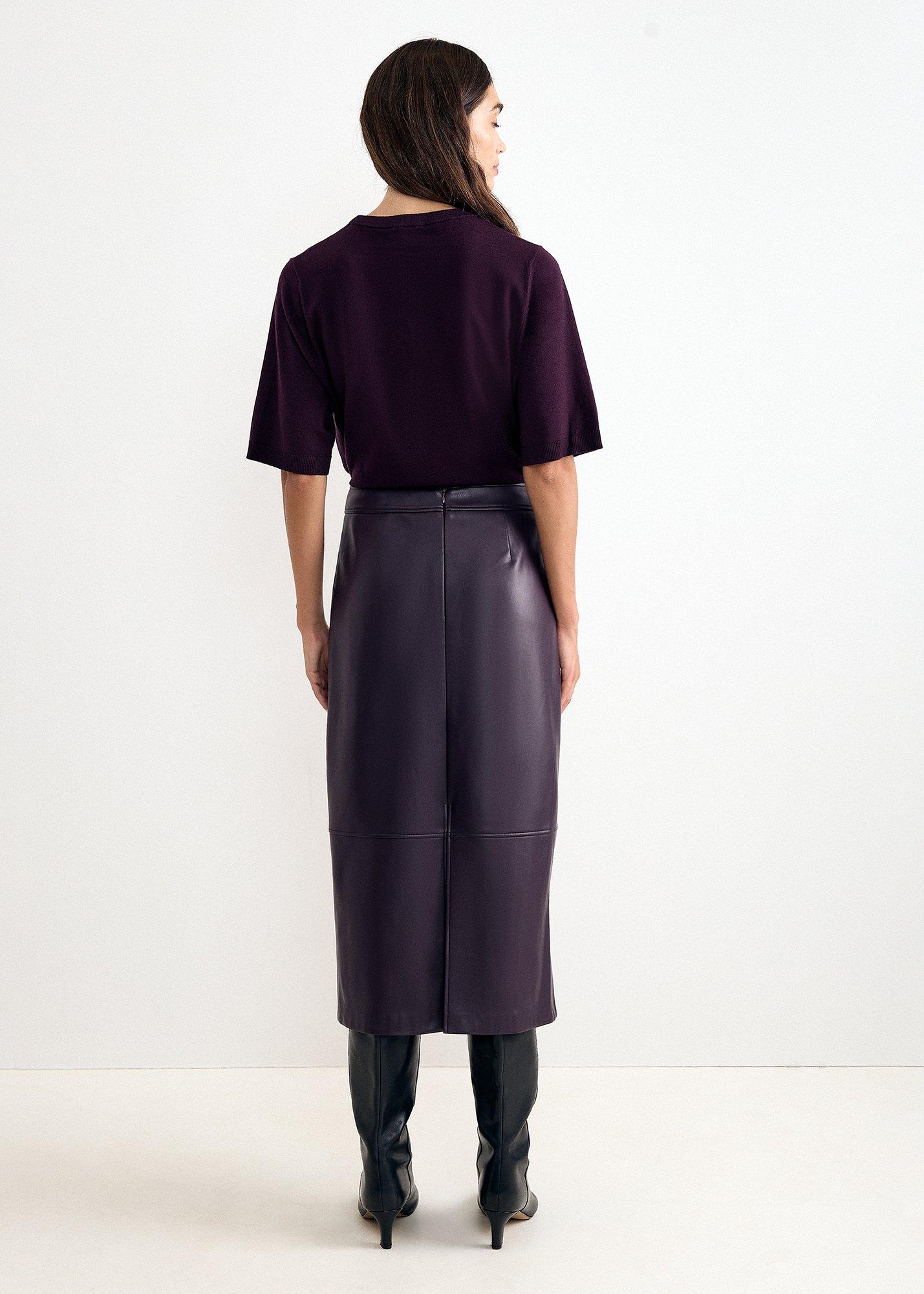 Melissa Grape PU Pencil Midi Skirt