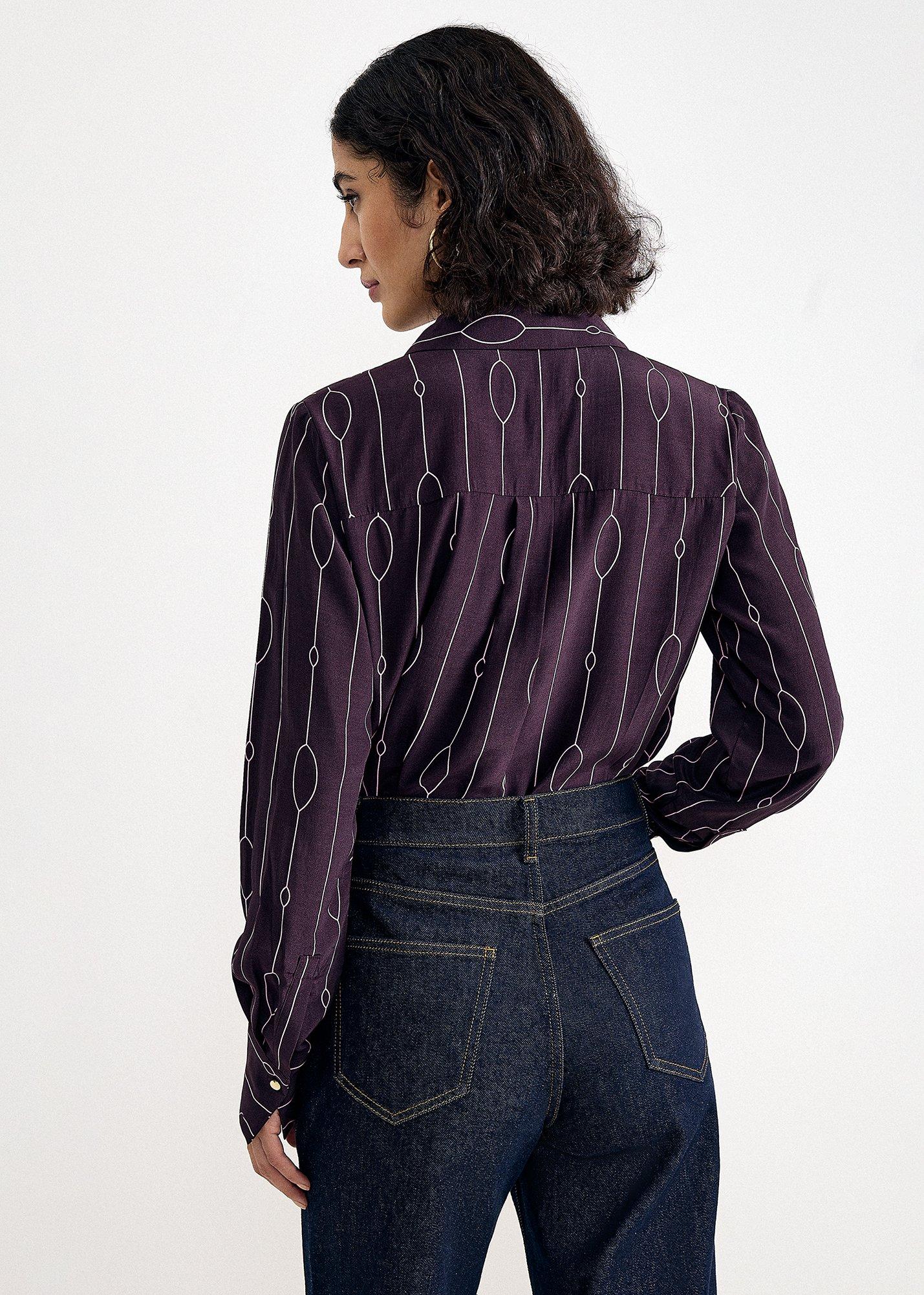 Jacqueline Geo Collared Long Sleeve Blouse 