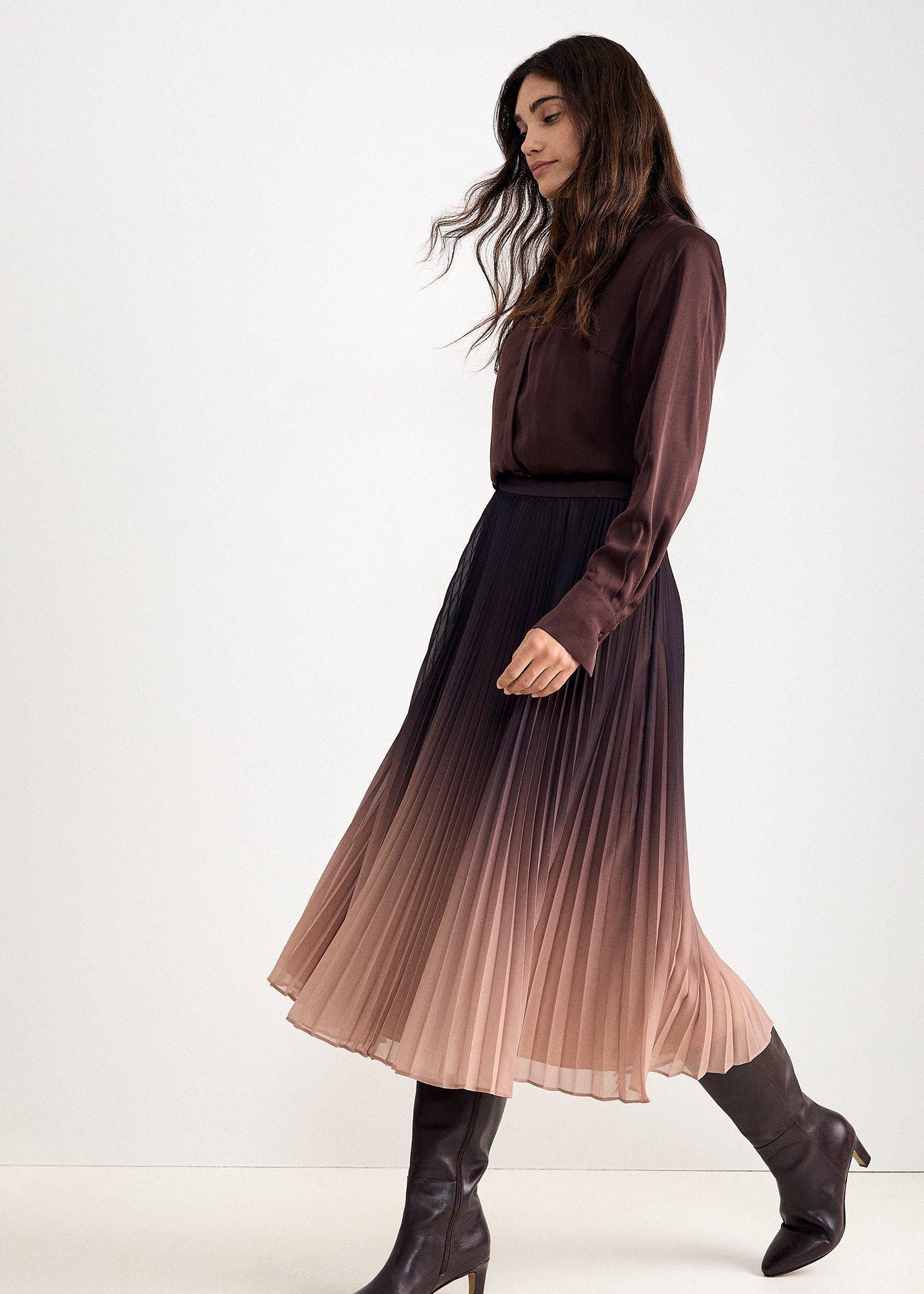 Tallulah Ombre Pleated Midi Skirt