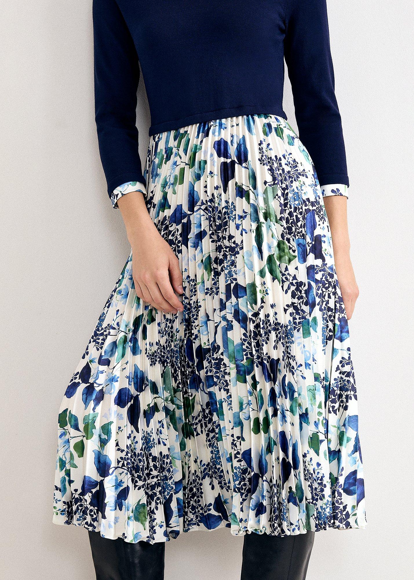 beatrice-navy-woven-skirt-long-sleeve-pleated-dress