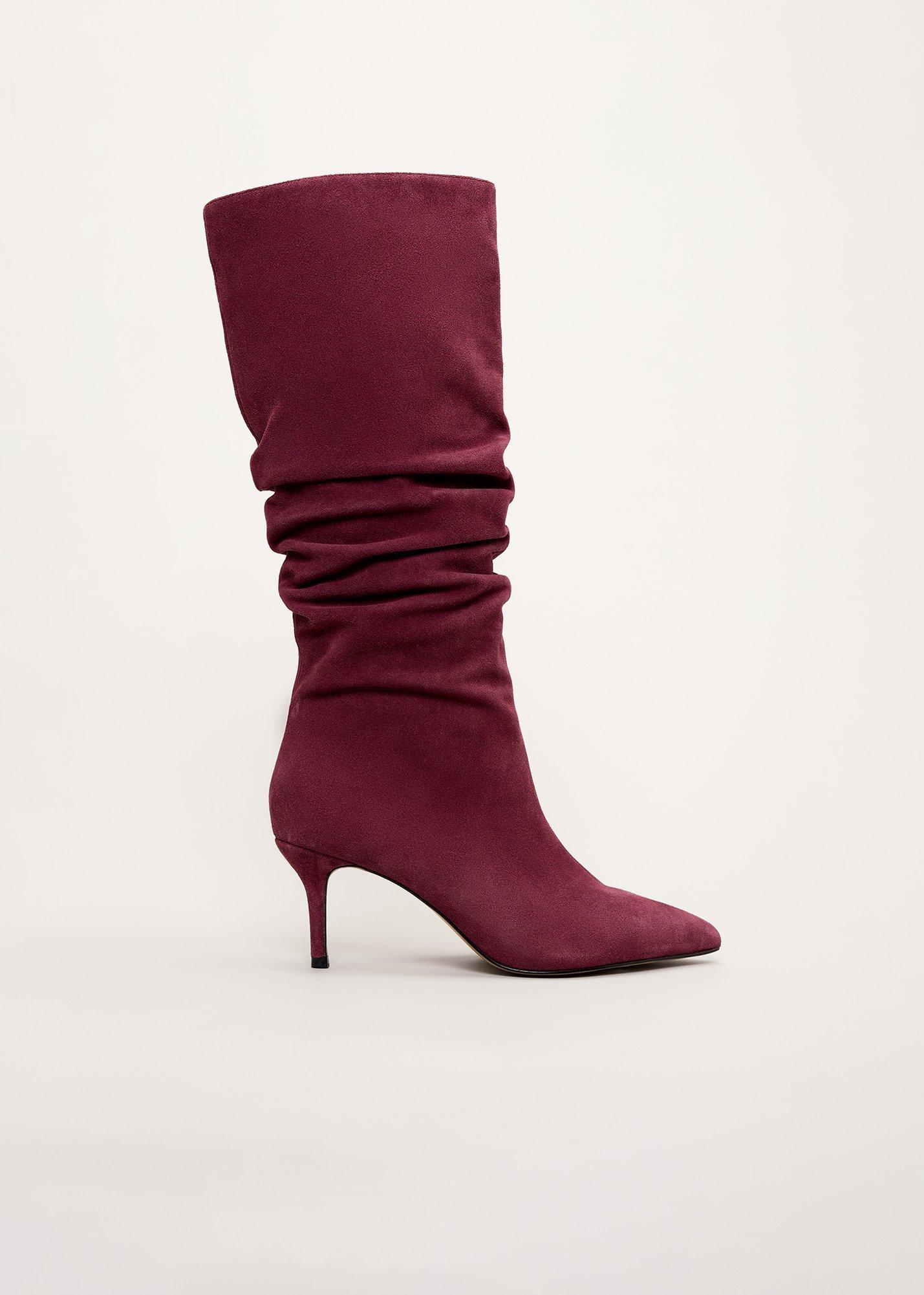 Suede Knee High Heeled Boots