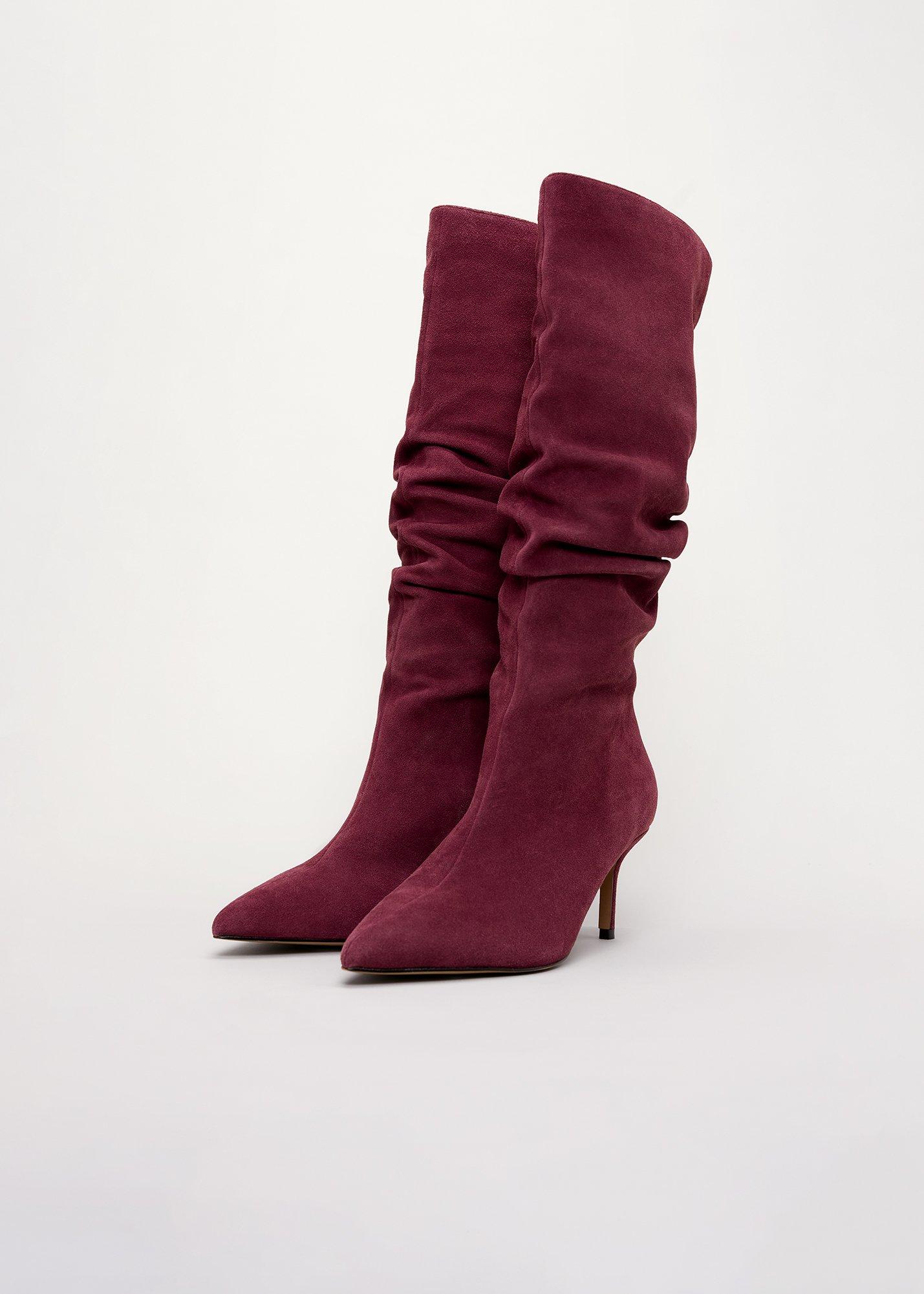 Suede Knee High Heeled Boots