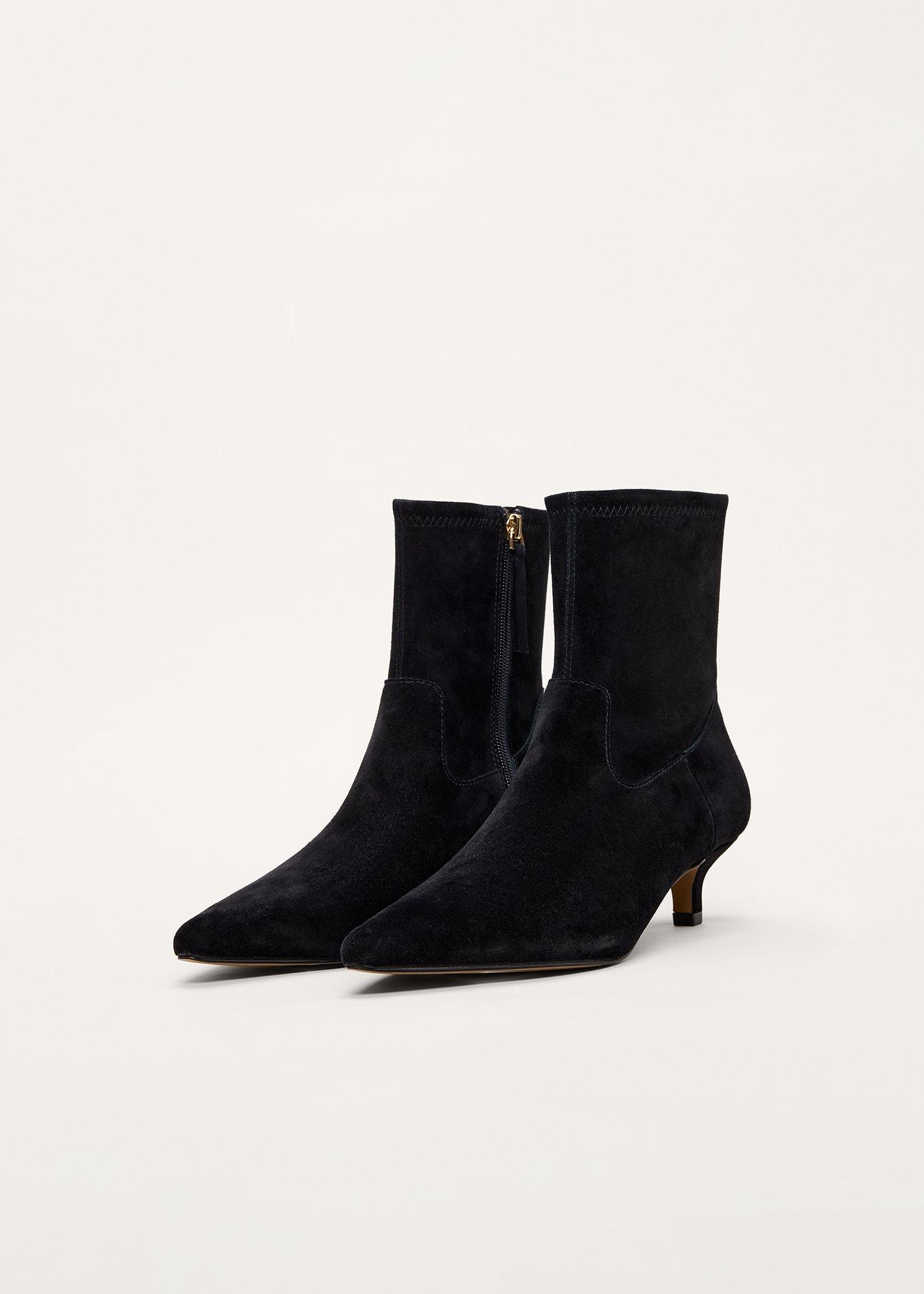 Suede Kitten Heel Ankle Boot