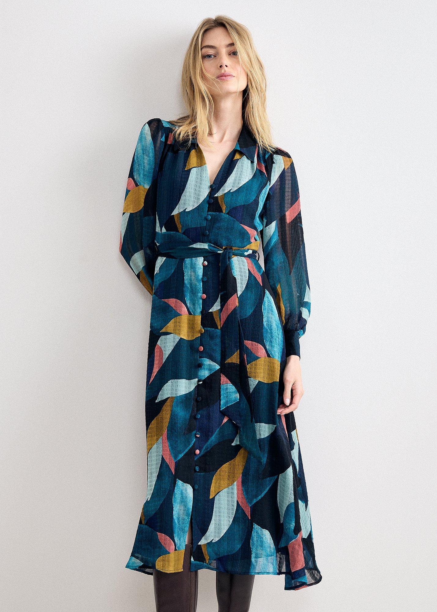 Petite Catalina Abstract Floral Shirt Dress 
