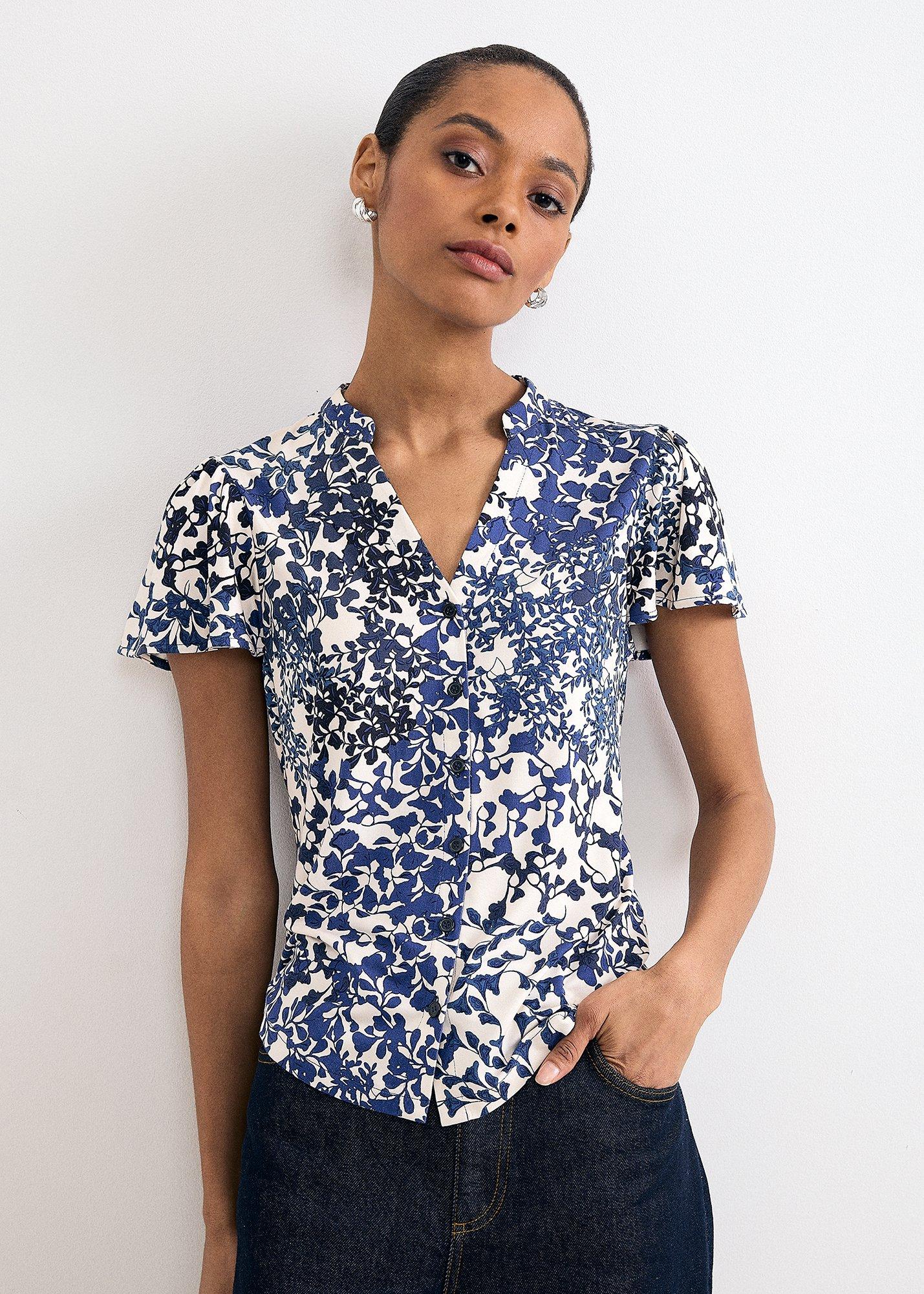 Aura Printed Jersey Blouse