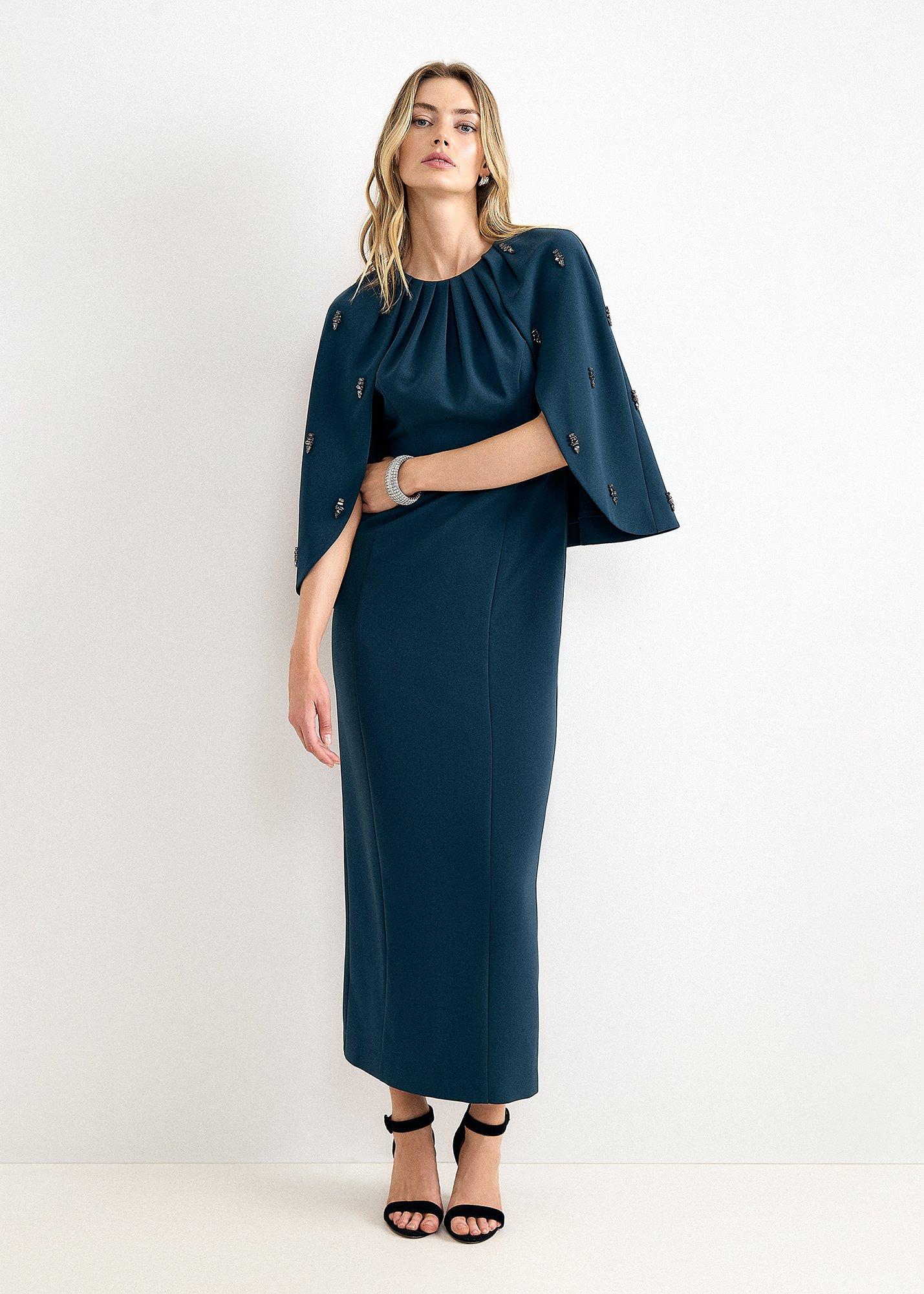 Michelle Jewelled Cape Maxi Dress