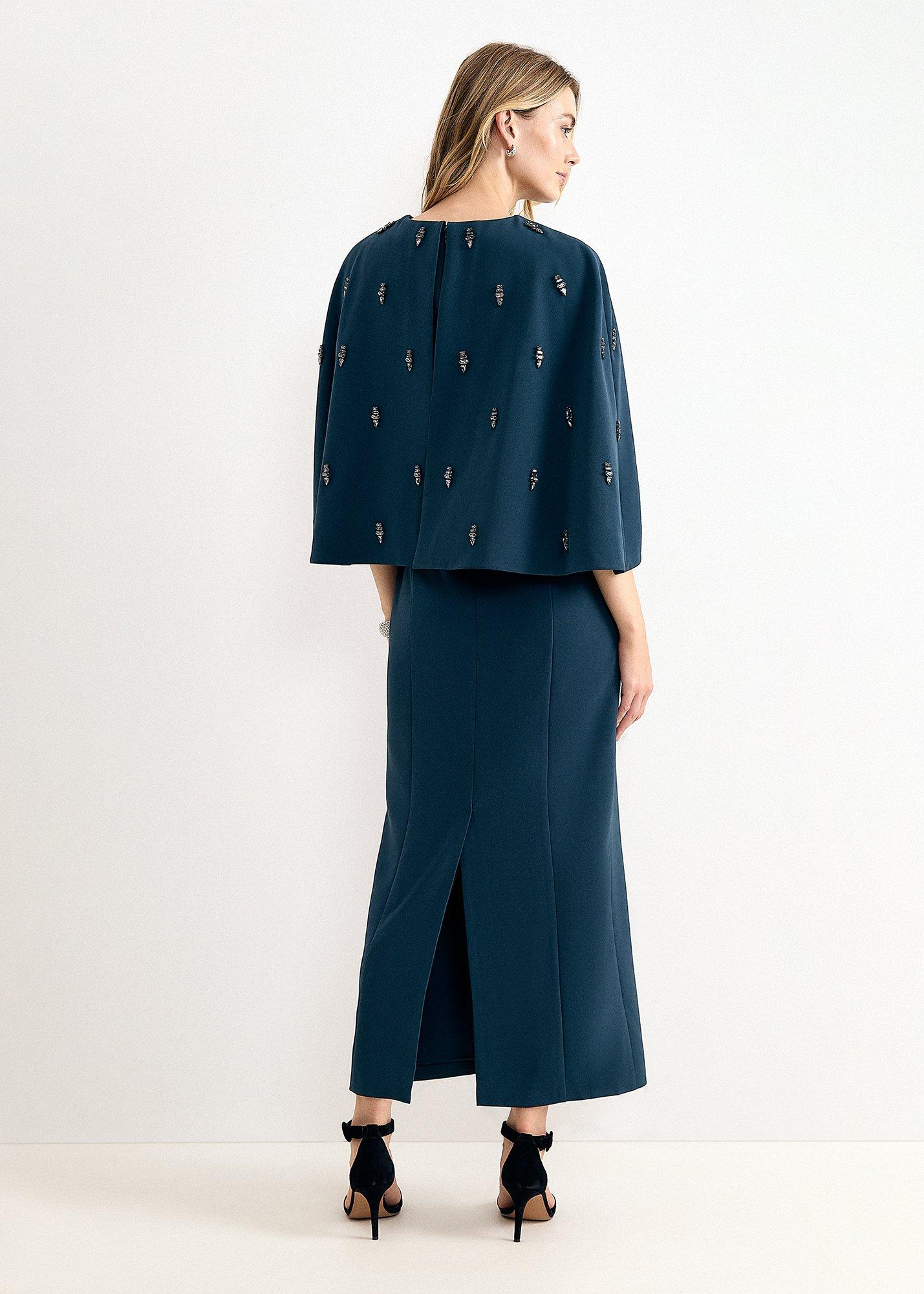 Michelle Jewelled Cape Maxi Dress