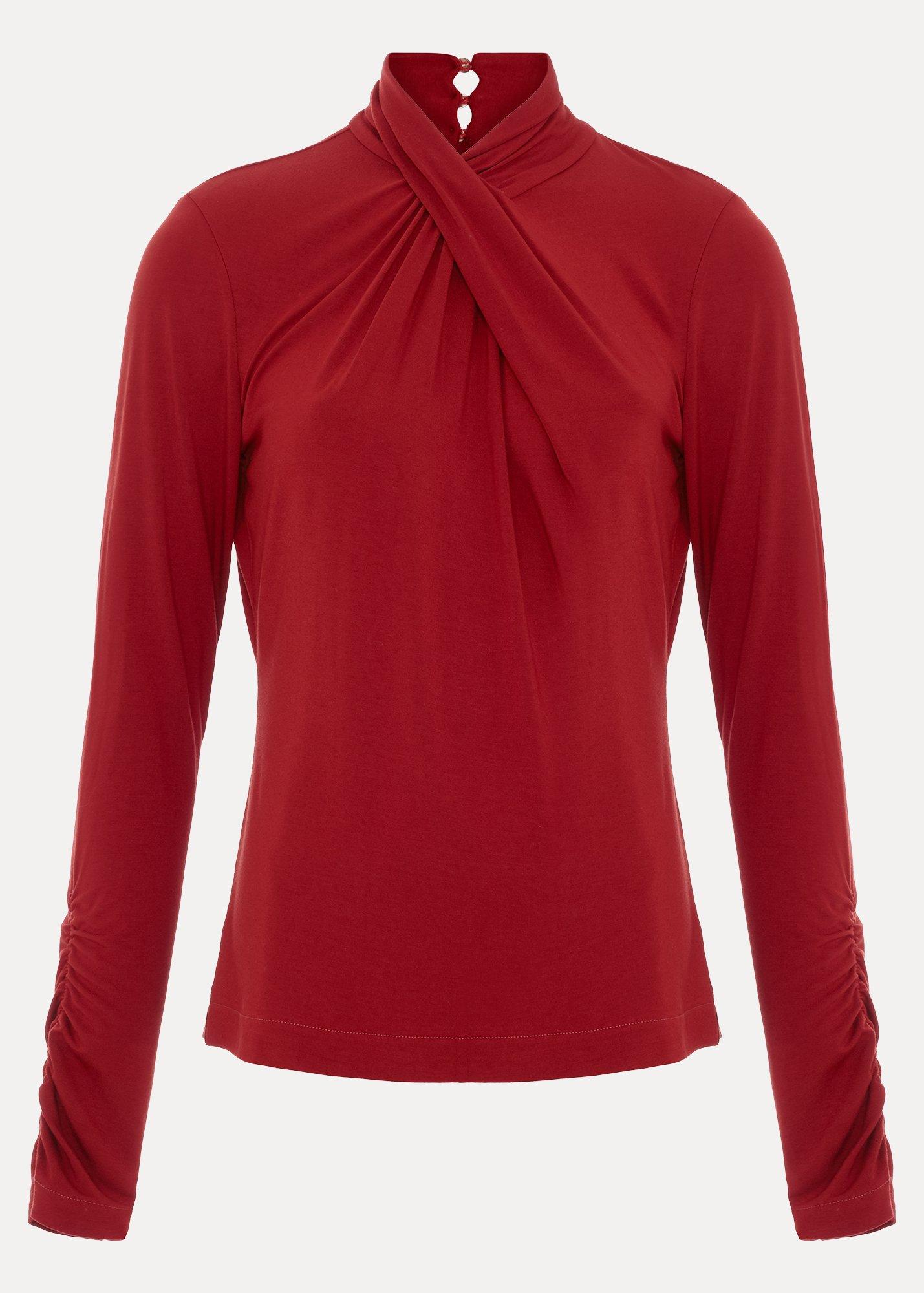 argy-twist-neck-ruched-sleeve-top
