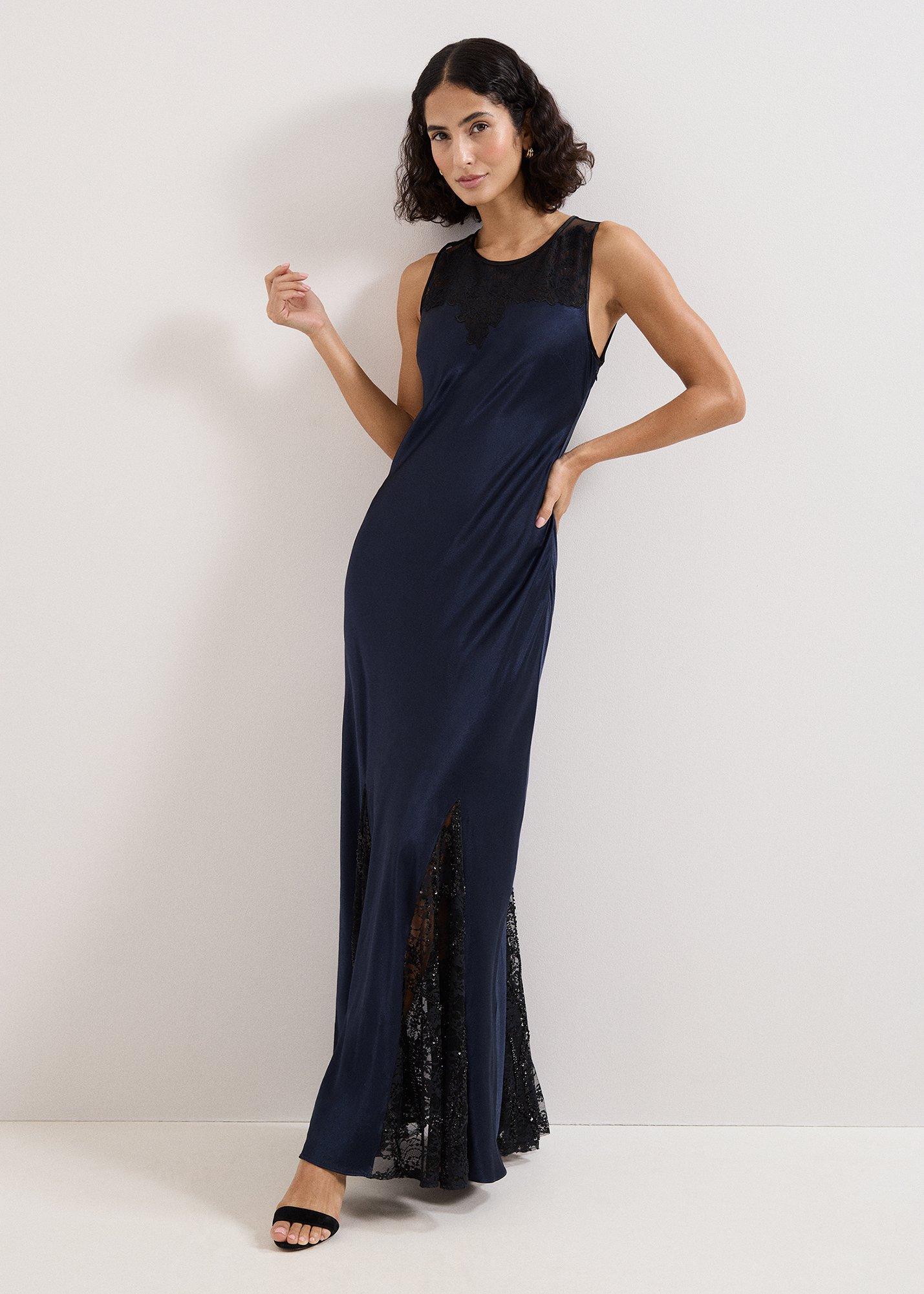 Bridget Lace Satin Slip Maxi Dress