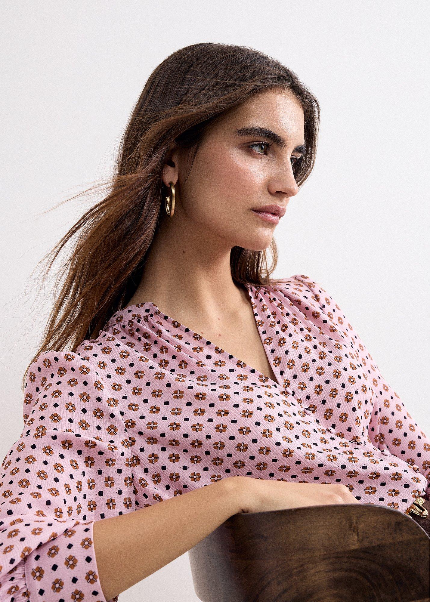 Arabella Long Sleeve Printed Blouse 