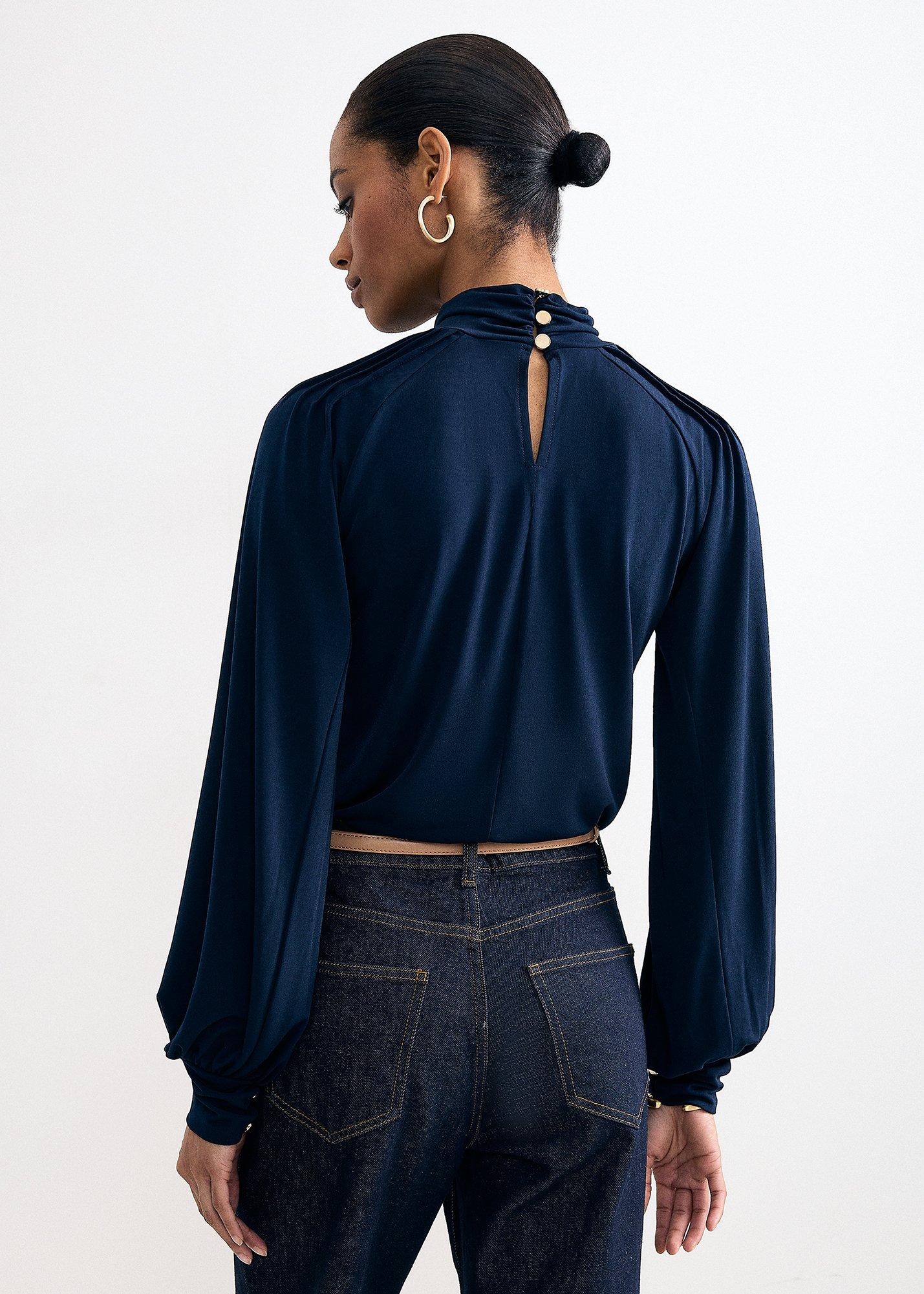 Ilaria Drape Sleeve Keyhole Top