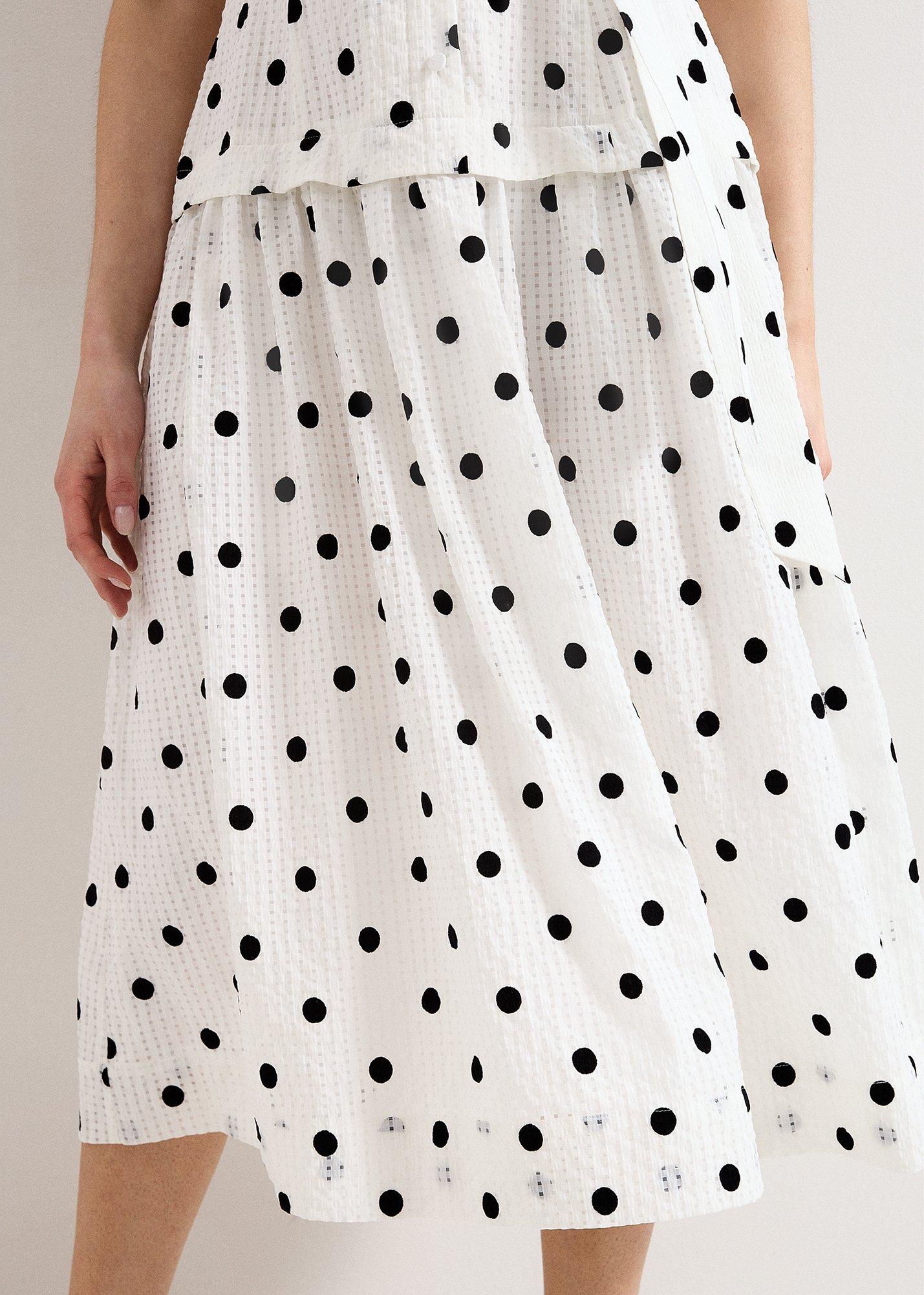 Petite Adele Black and Ivory Spot Dress
