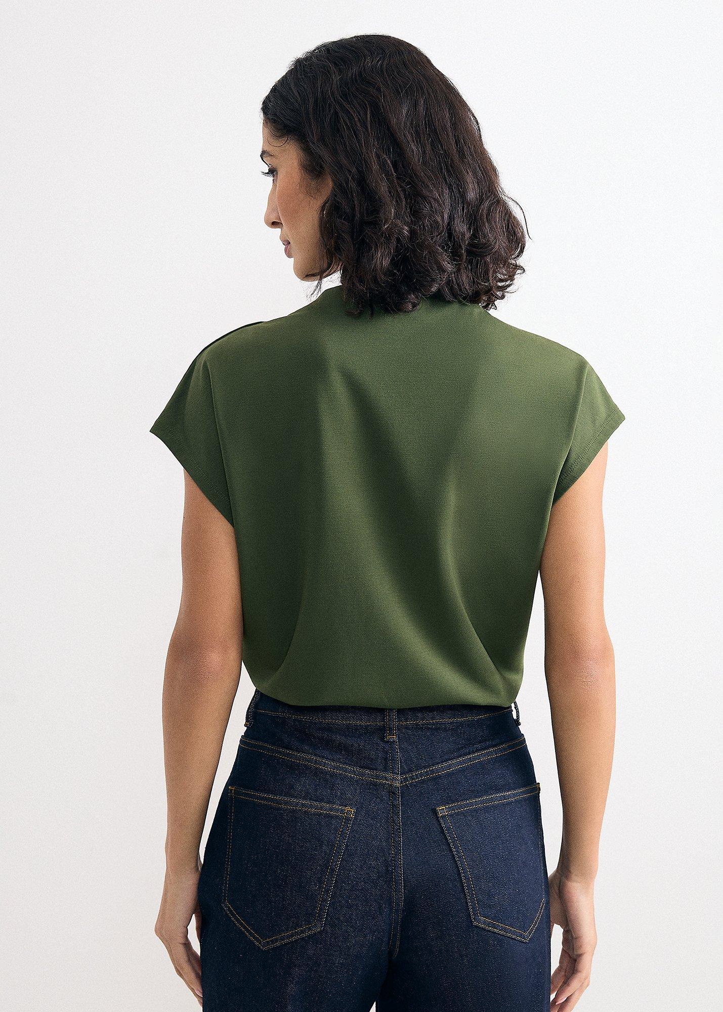 Paige Ponte Gold Button Top