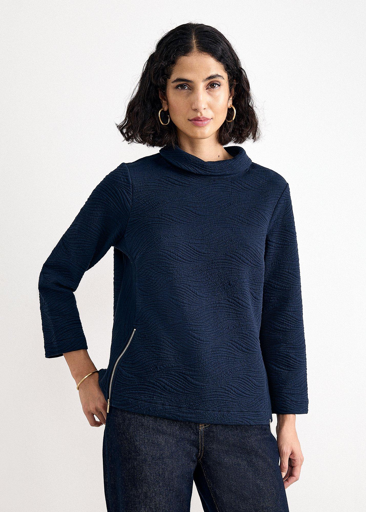 Lina Zip and Jacquard Detail Top